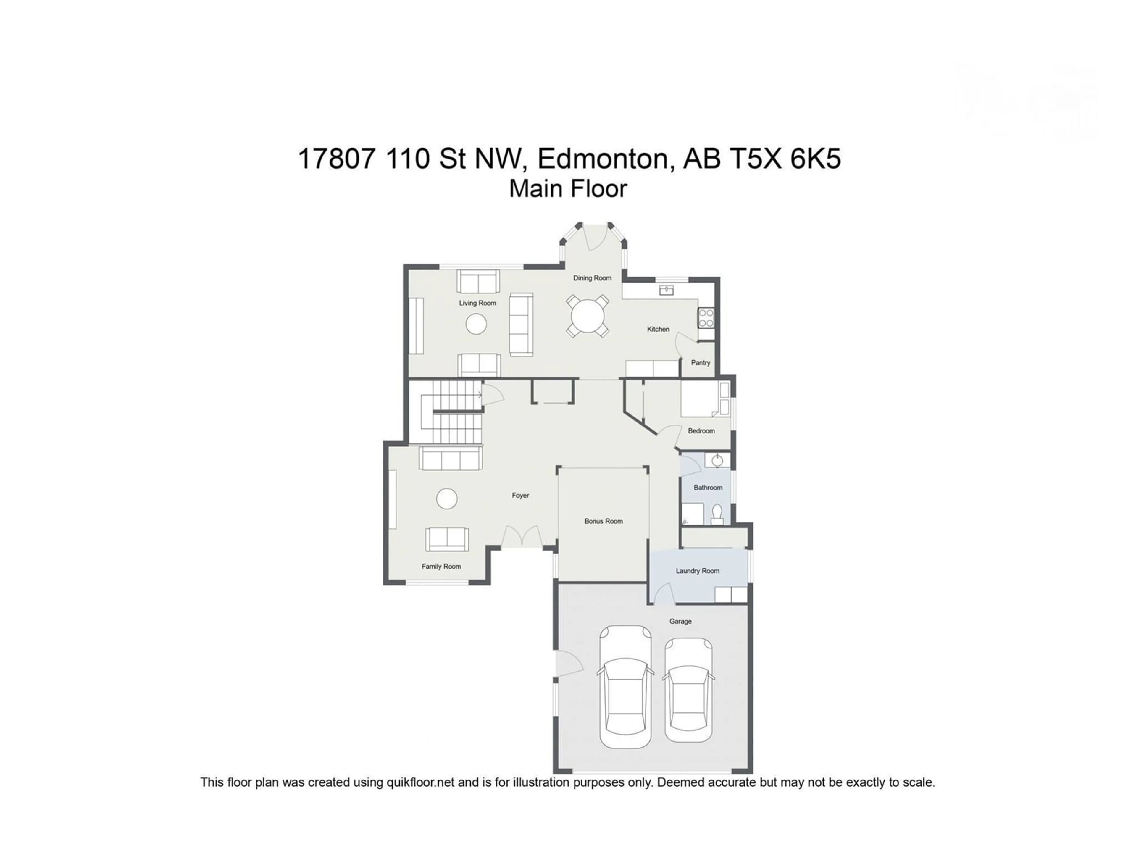 Floor plan for 17807 110 ST NW, Edmonton Alberta T5X6X5