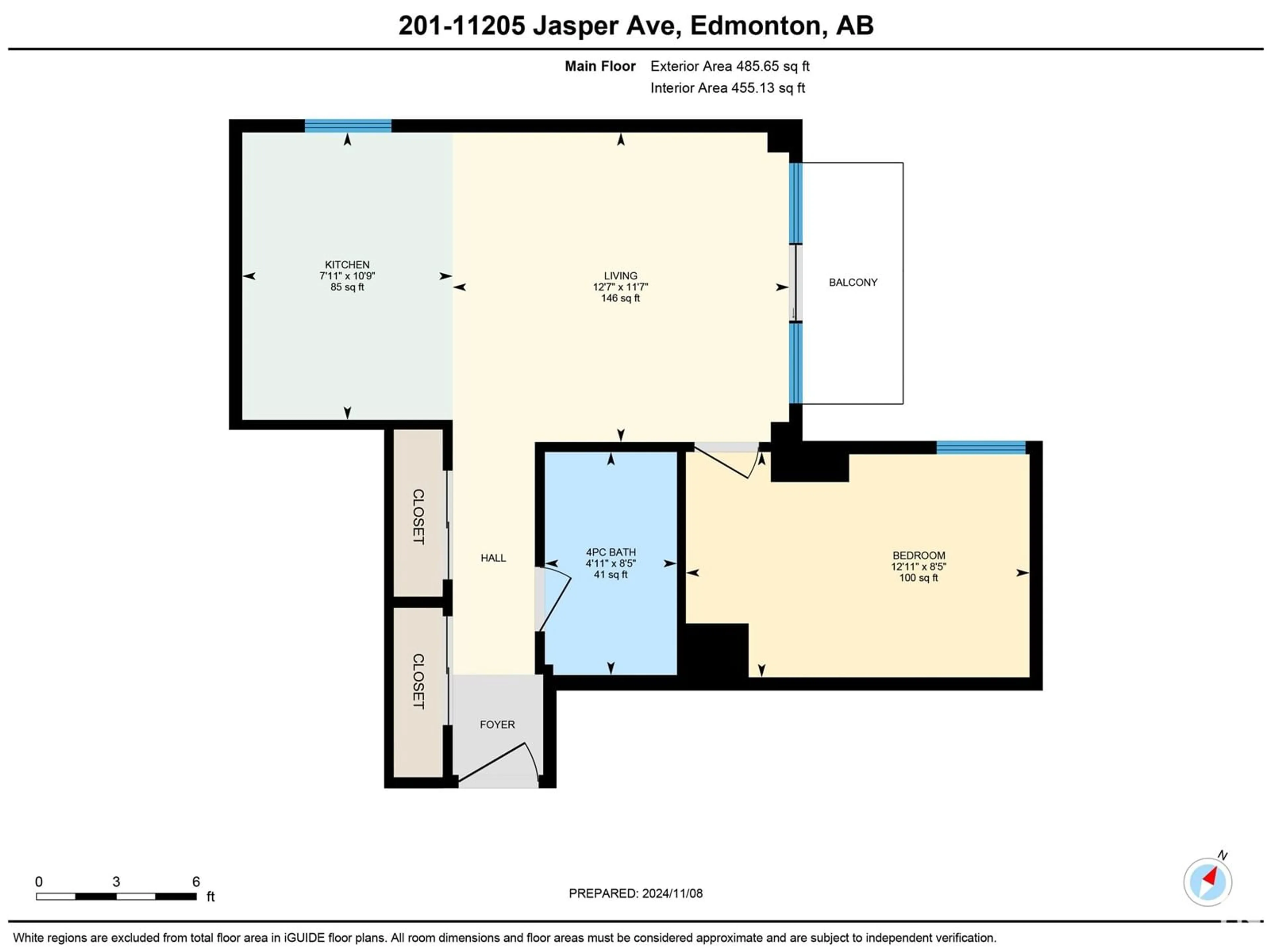 Floor plan for #201 11025 JASPER AV NW, Edmonton Alberta T5K0K7