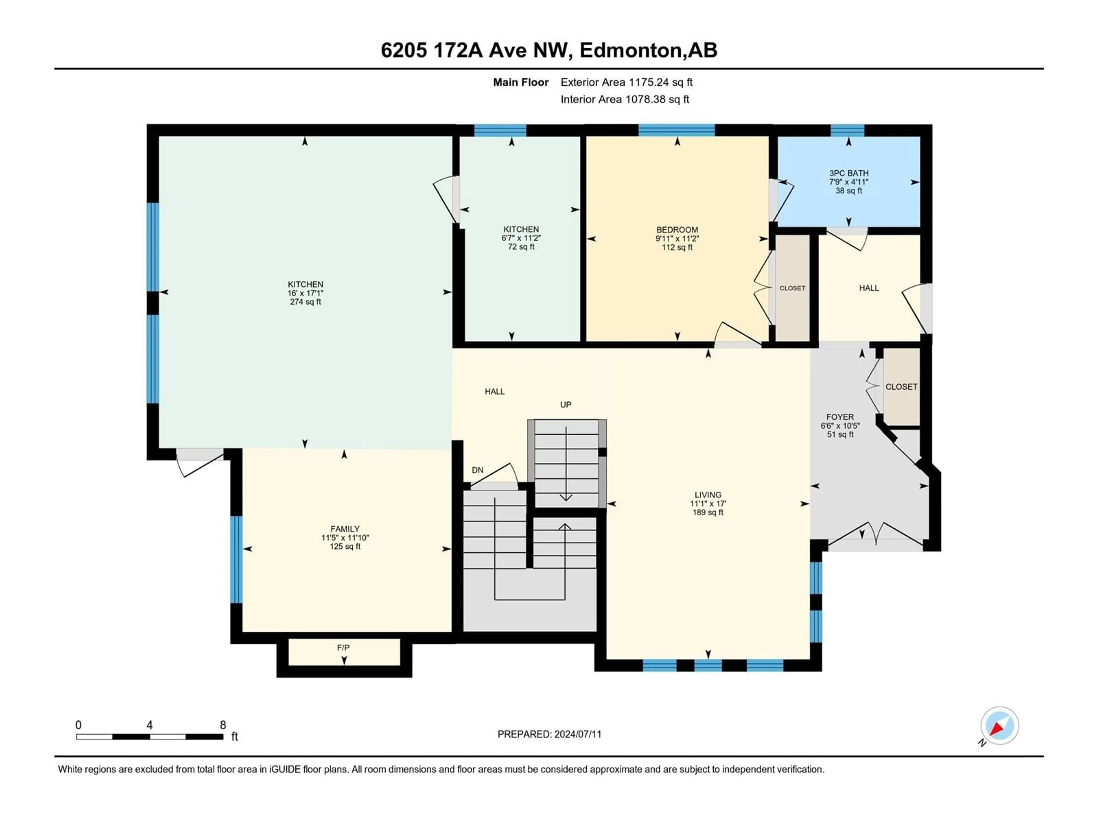 Floor plan for 6205 172a Ave NW, Edmonton Alberta T5Y3V5