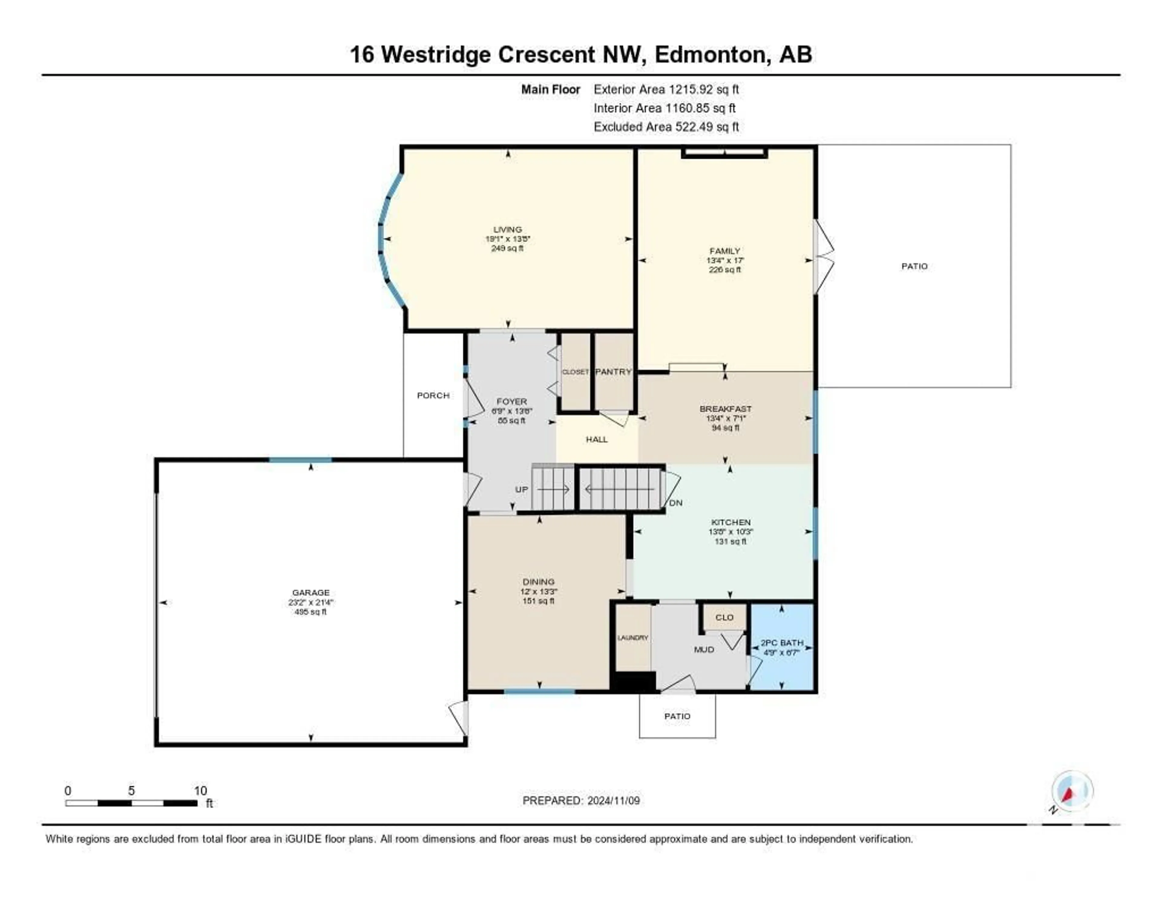 Floor plan for 16 Westridge CR NW, Edmonton Alberta T5T1C6