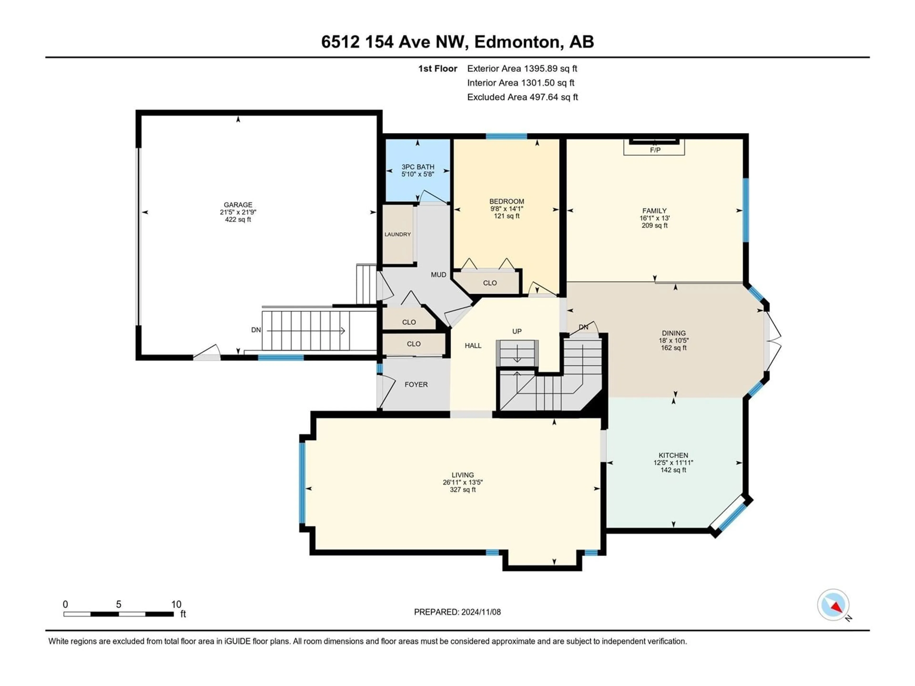 Floor plan for 6512 154 AV NW, Edmonton Alberta T5Y2N7