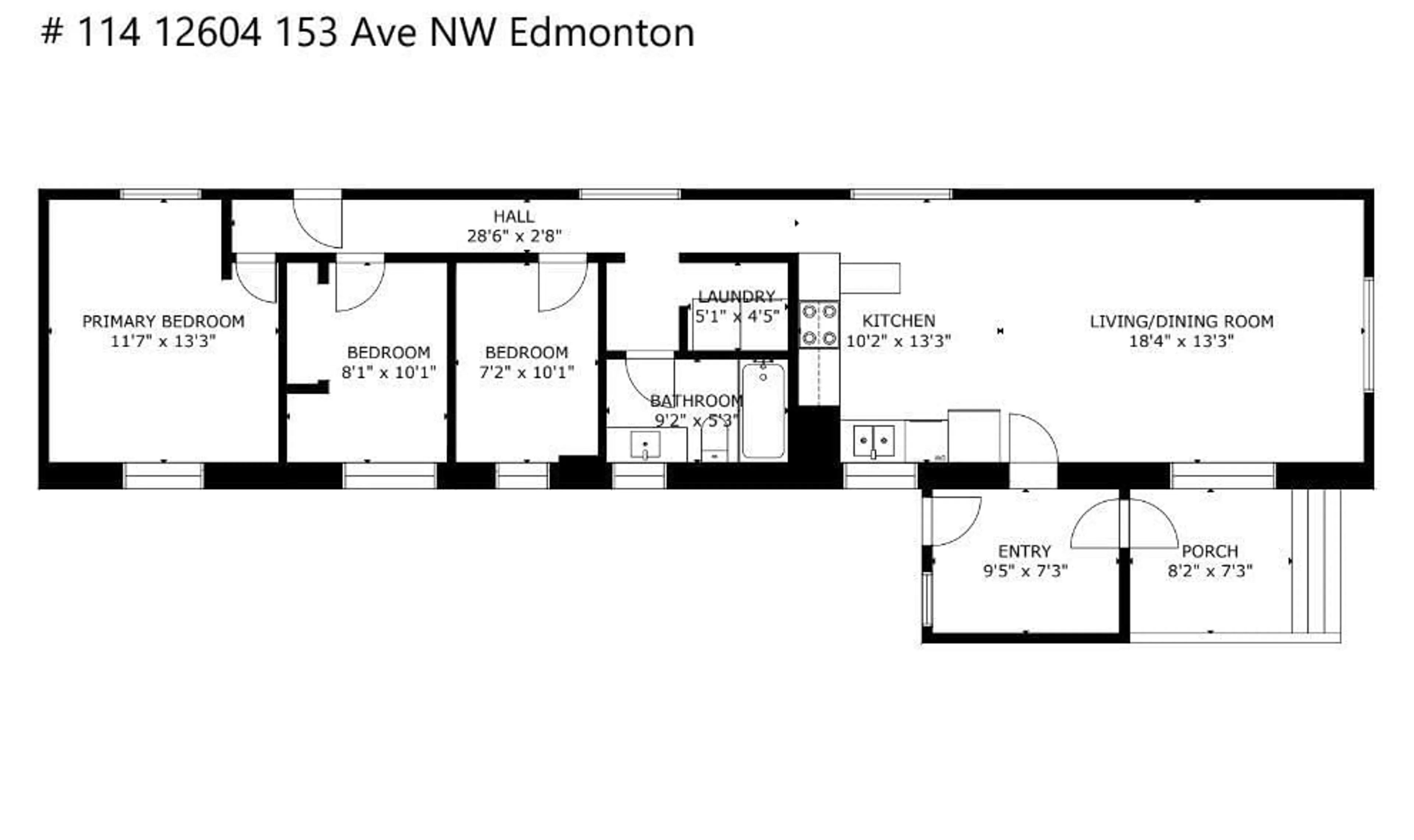 Floor plan for #114 12604 153 AV NW, Edmonton Alberta T5X4M7