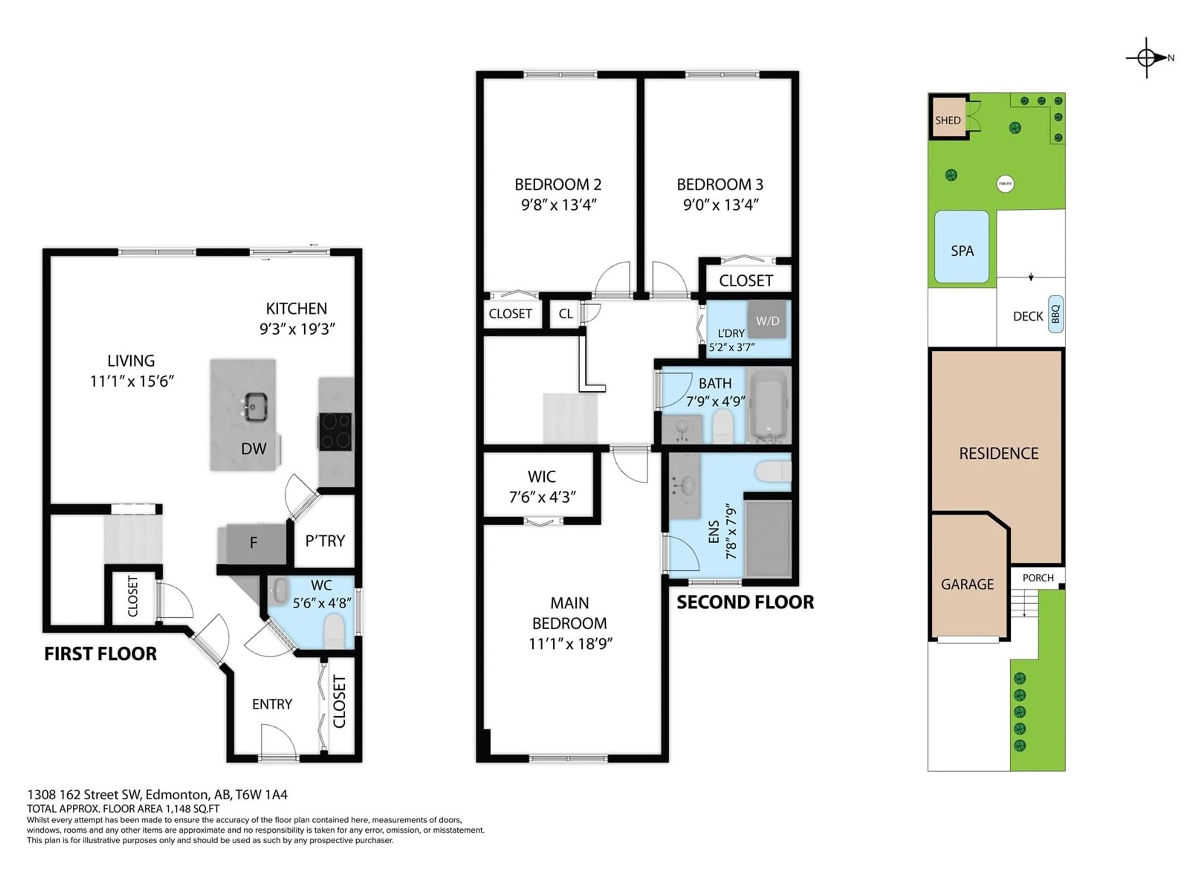 Floor plan for 1308 162 ST SW, Edmonton Alberta T6W2L1