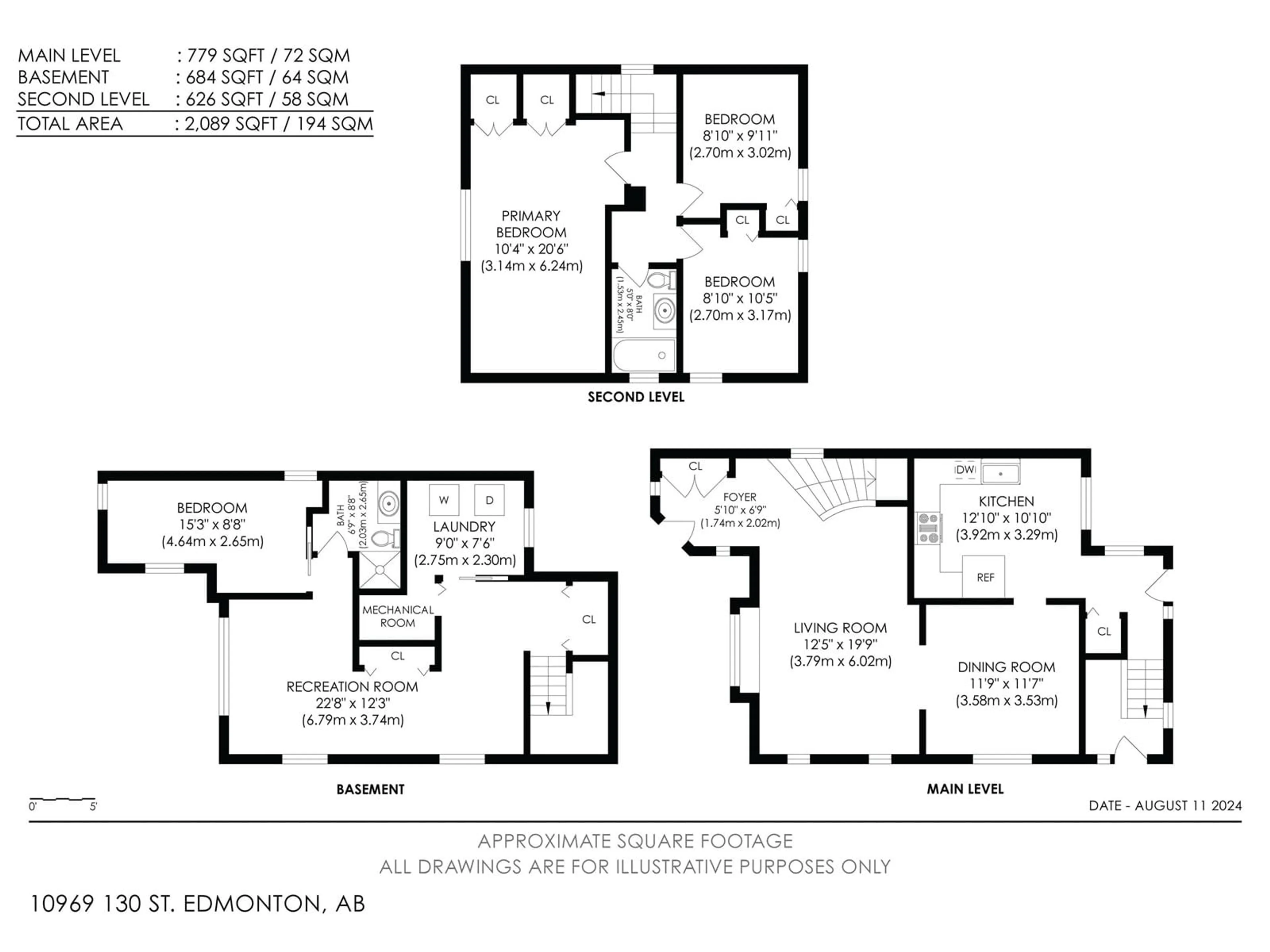 Floor plan for 10969 130 ST NW, Edmonton Alberta T5M0Z6