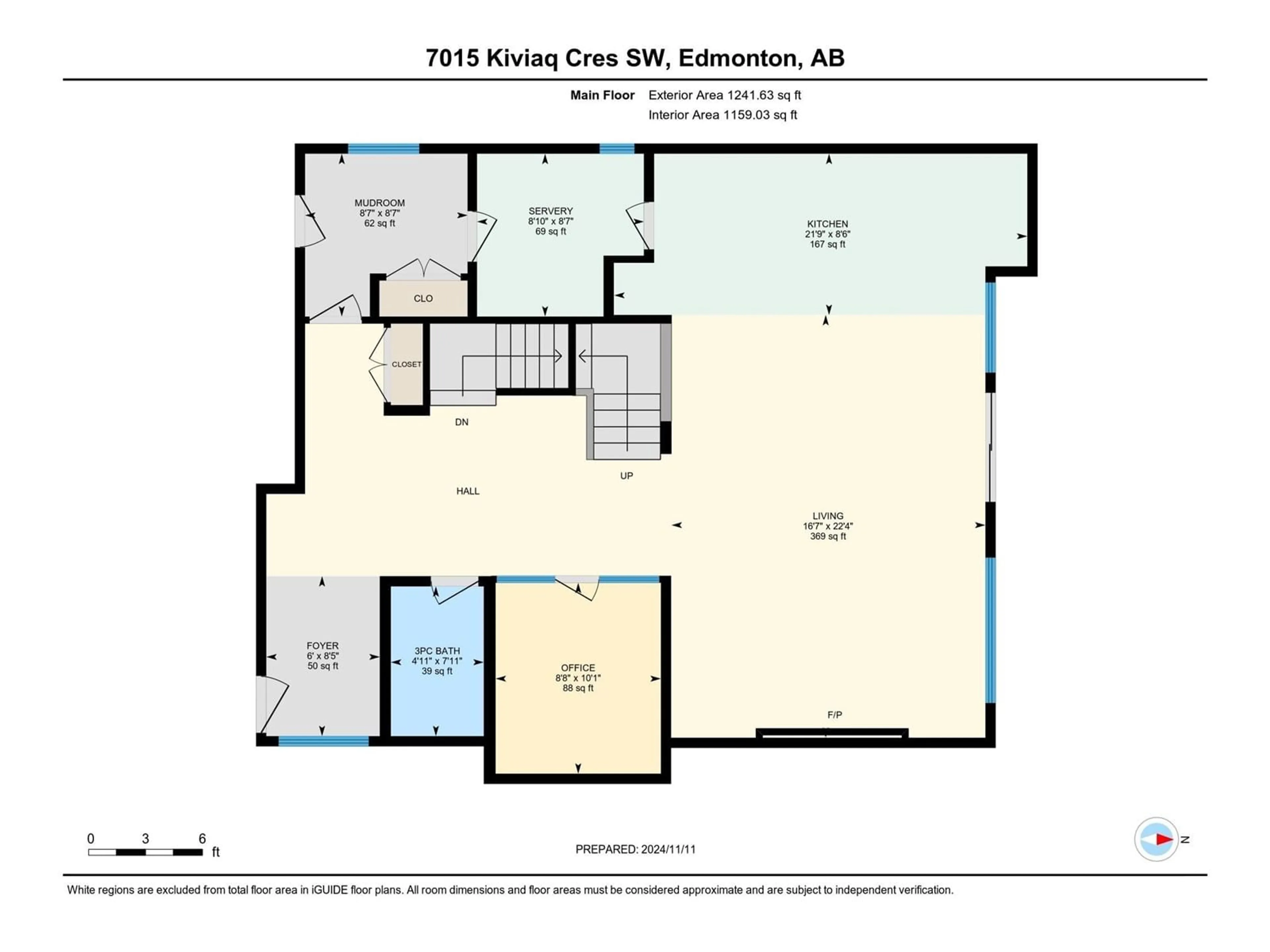 Floor plan for 7015 KIVIAQ CR SW, Edmonton Alberta T6W5N6