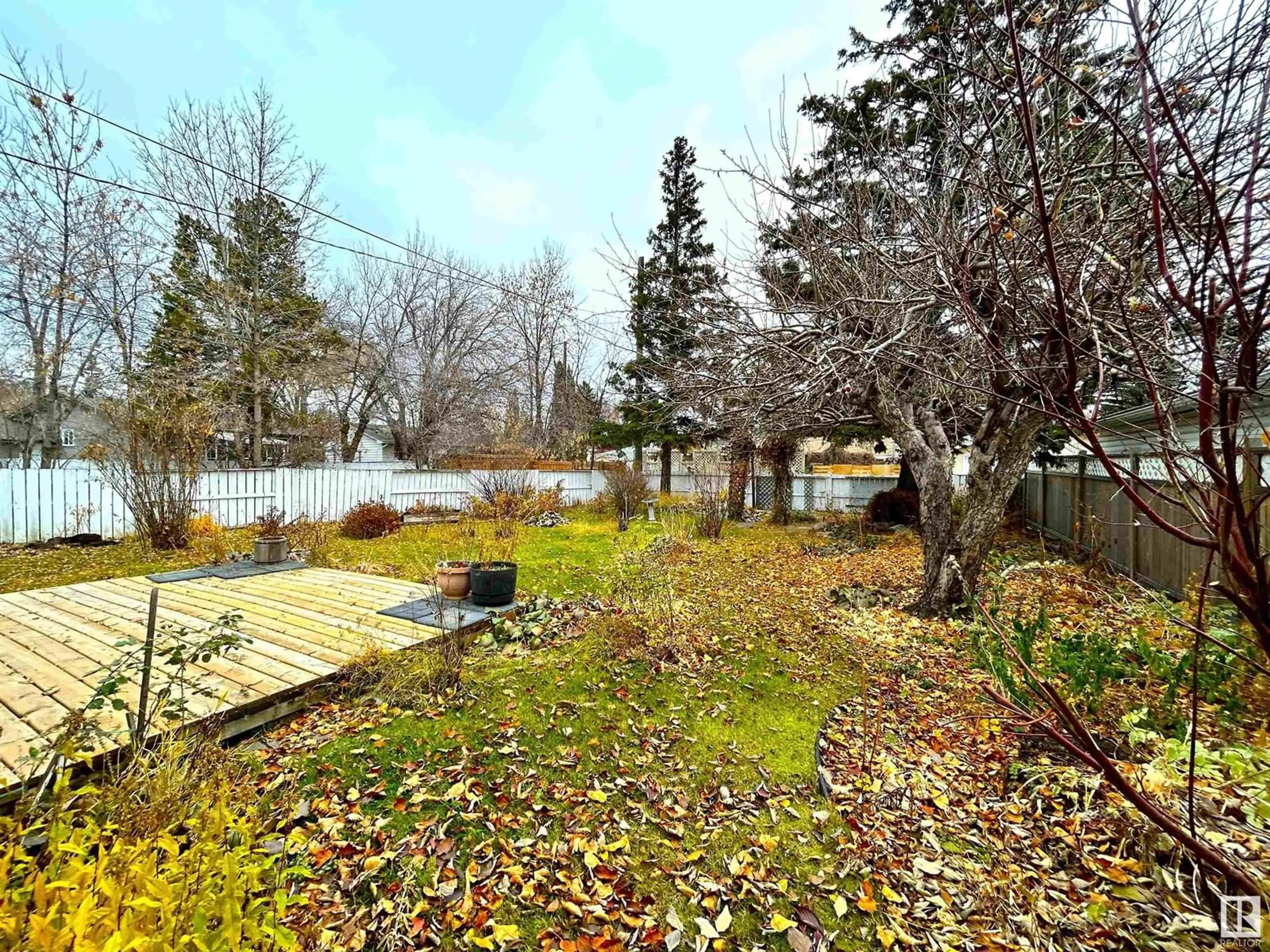 Patio, the fenced backyard for 8727 163 ST NW, Edmonton Alberta T5R2N7