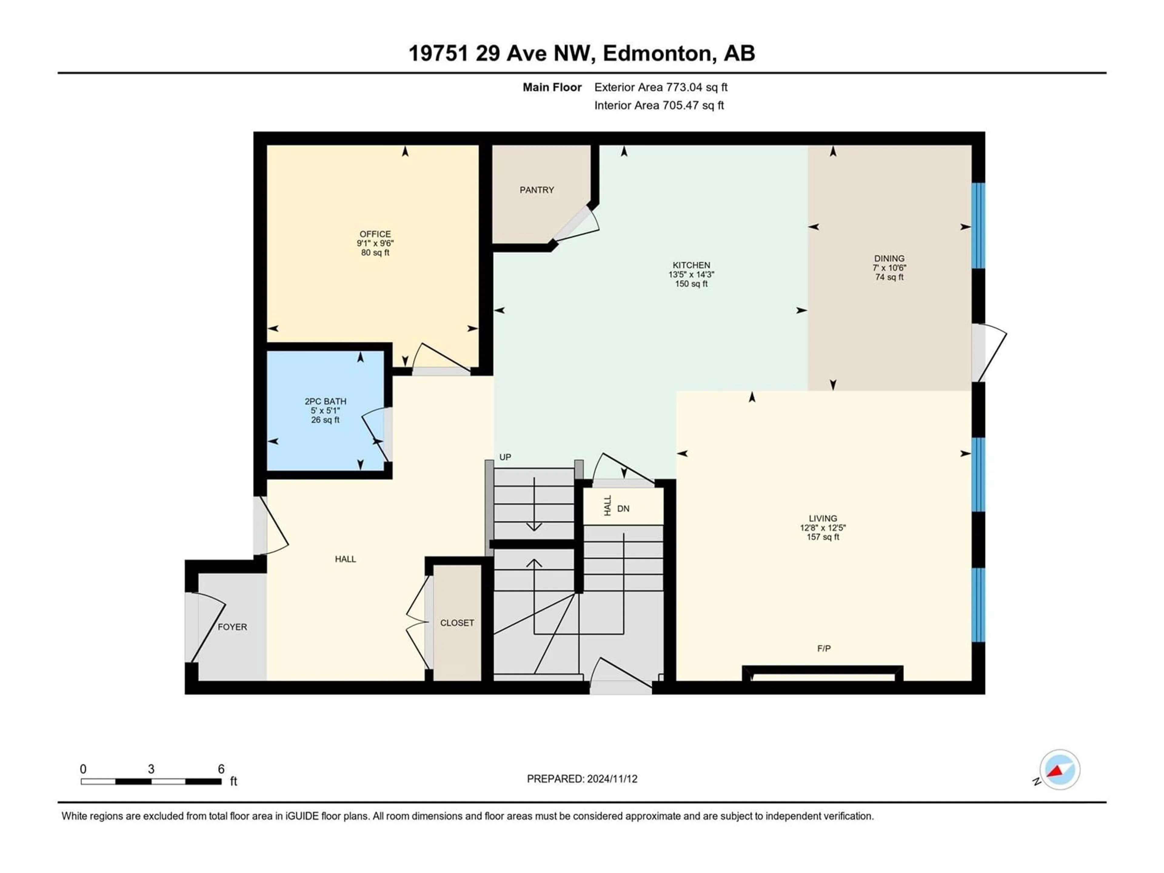 Floor plan for 19751 29 AV NW, Edmonton Alberta T6M1M2