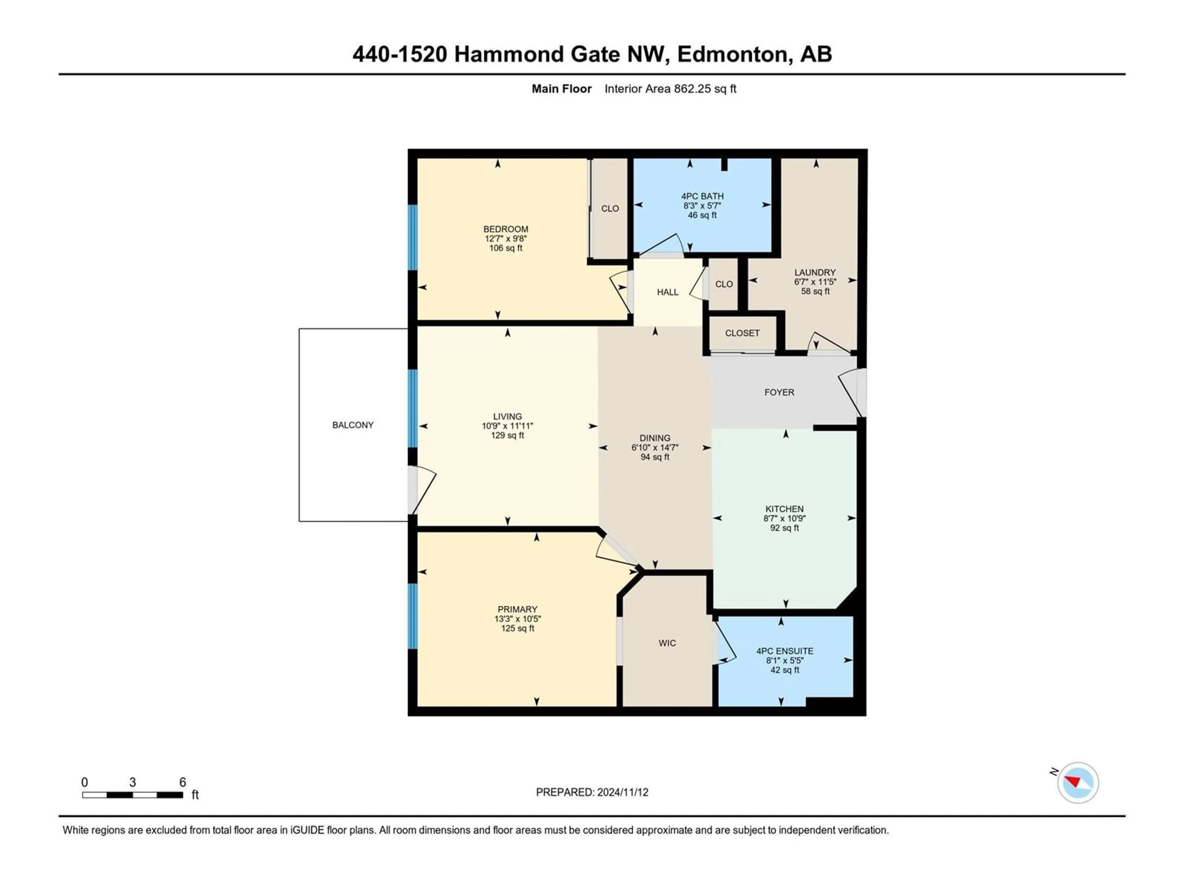 Floor plan for #440 1520 Hammond Gate NW, Edmonton Alberta T5T2G7