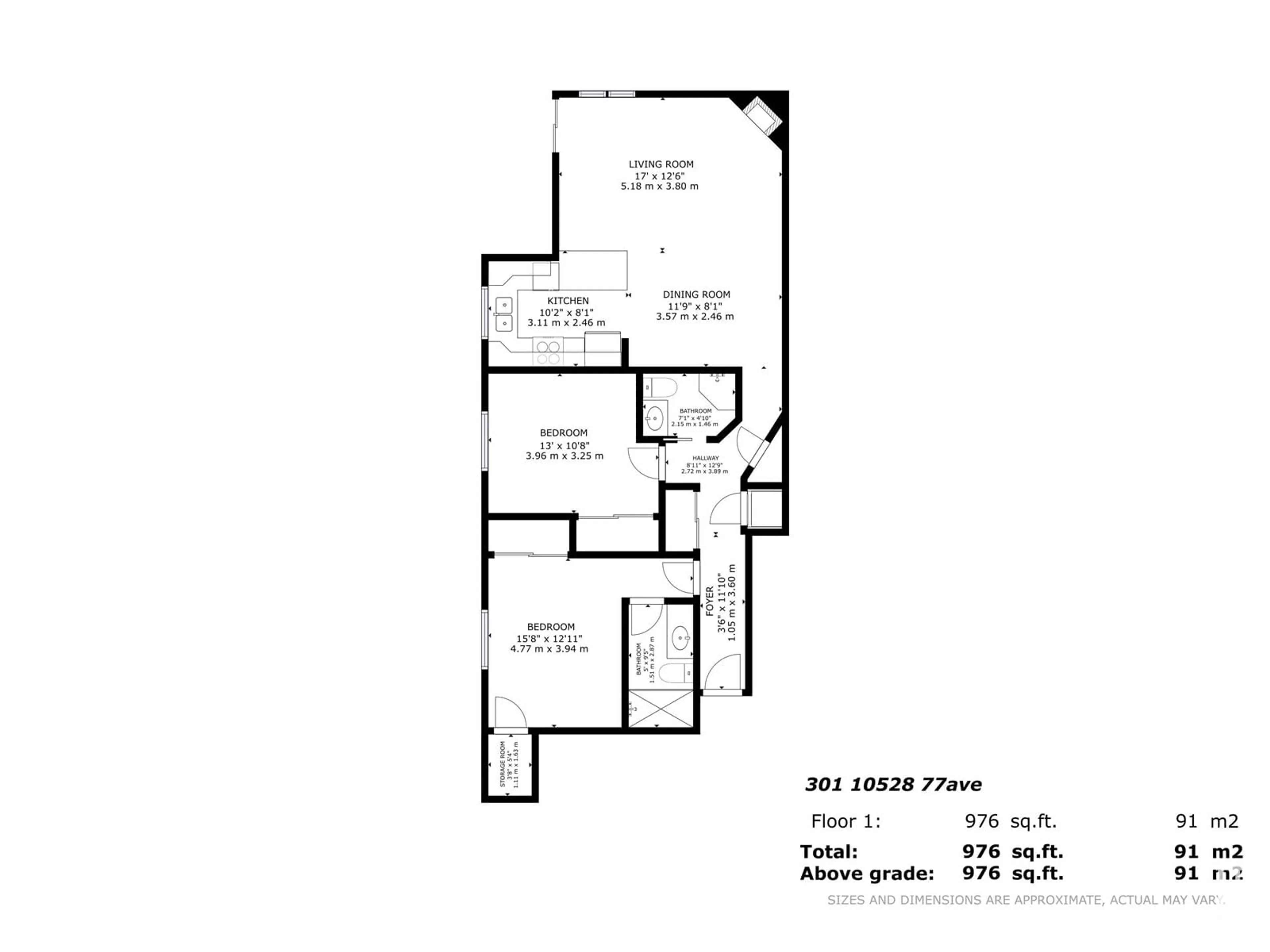 Floor plan for #301 10528 77 AV NW, Edmonton Alberta T6E1N1