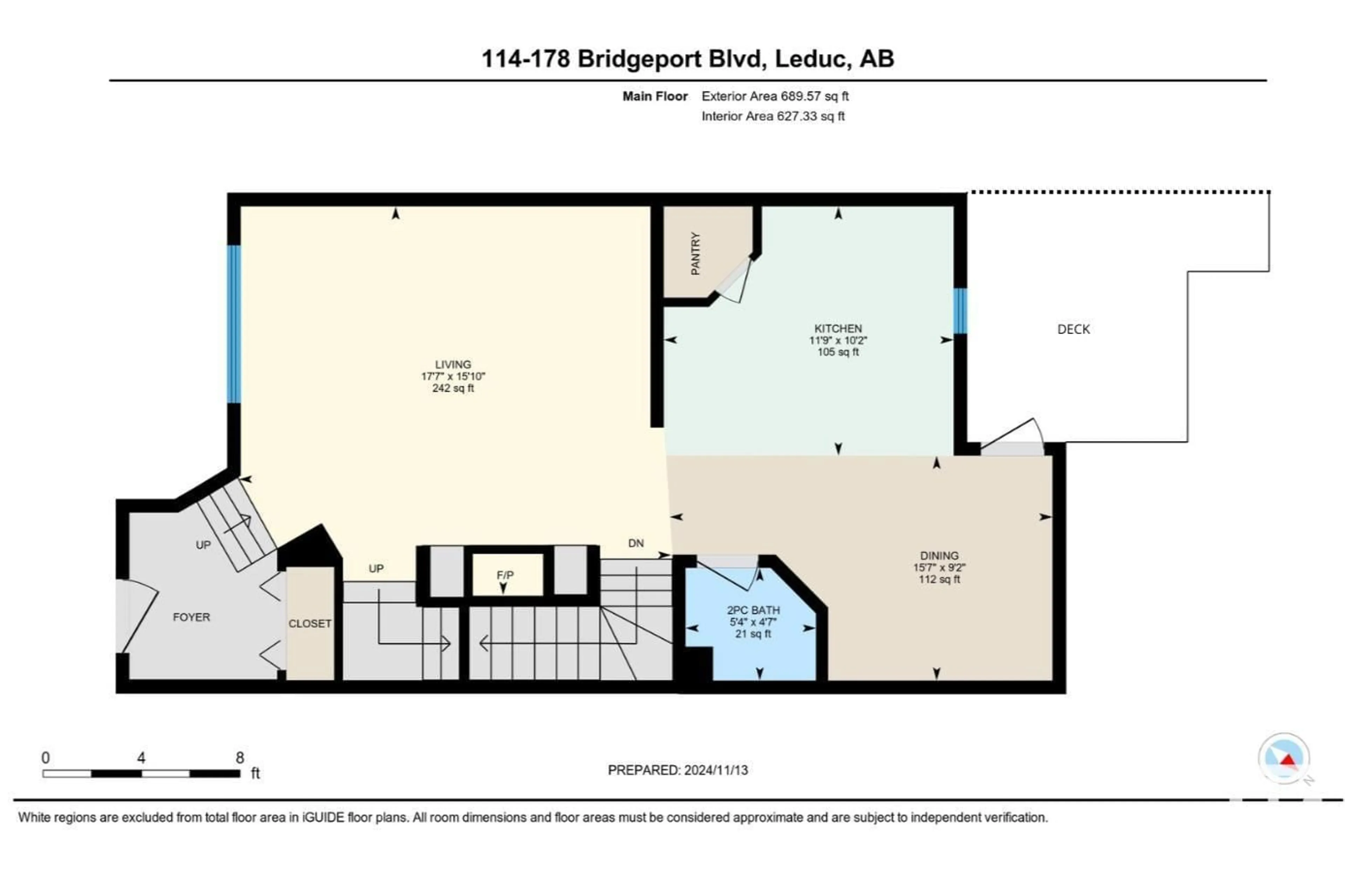 Floor plan for #114 178 BRIDGEPORT BV, Leduc Alberta T9E8S8