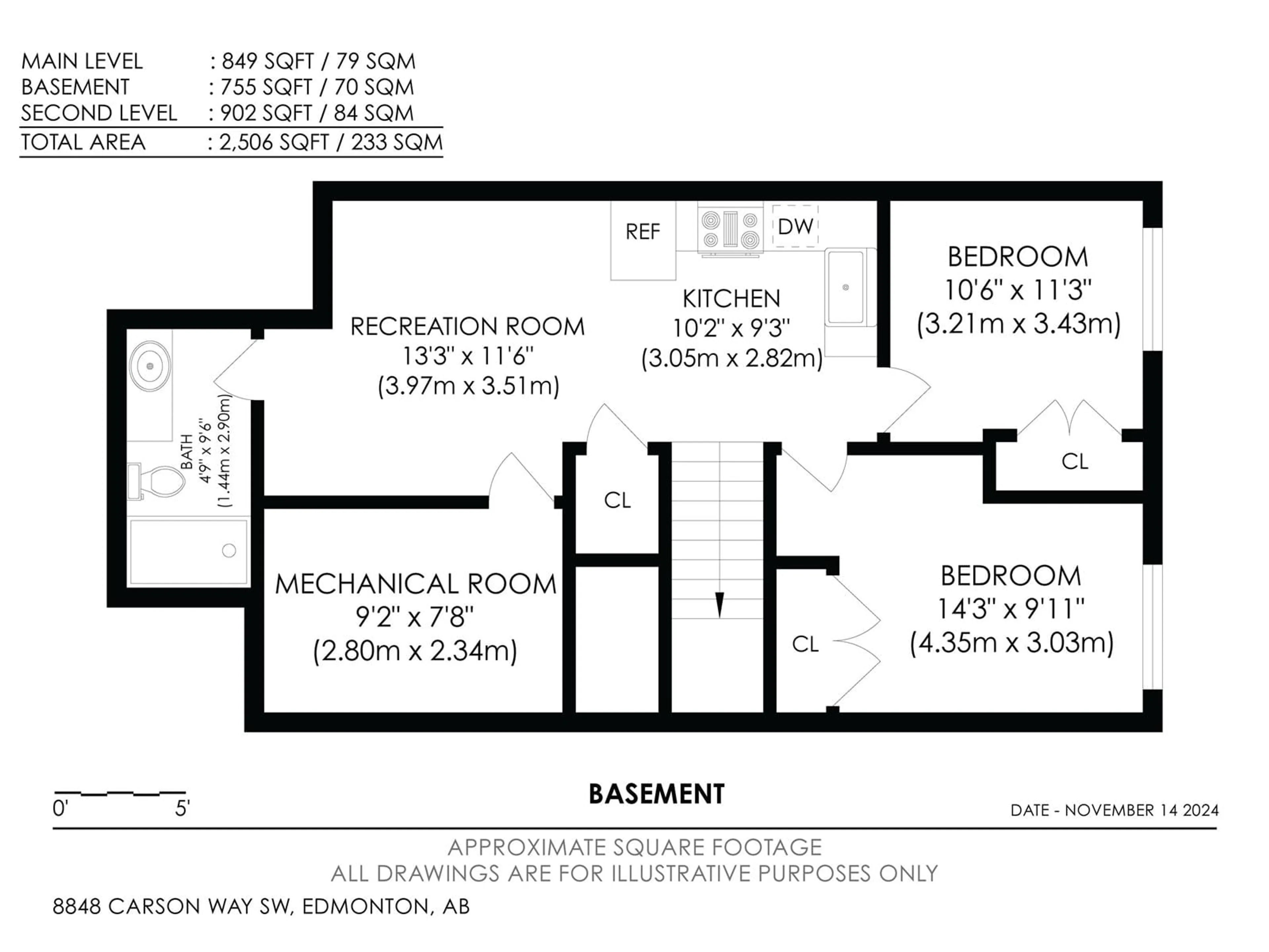 Floor plan for 8848 CARSON WY SW, Edmonton Alberta T6W5B8