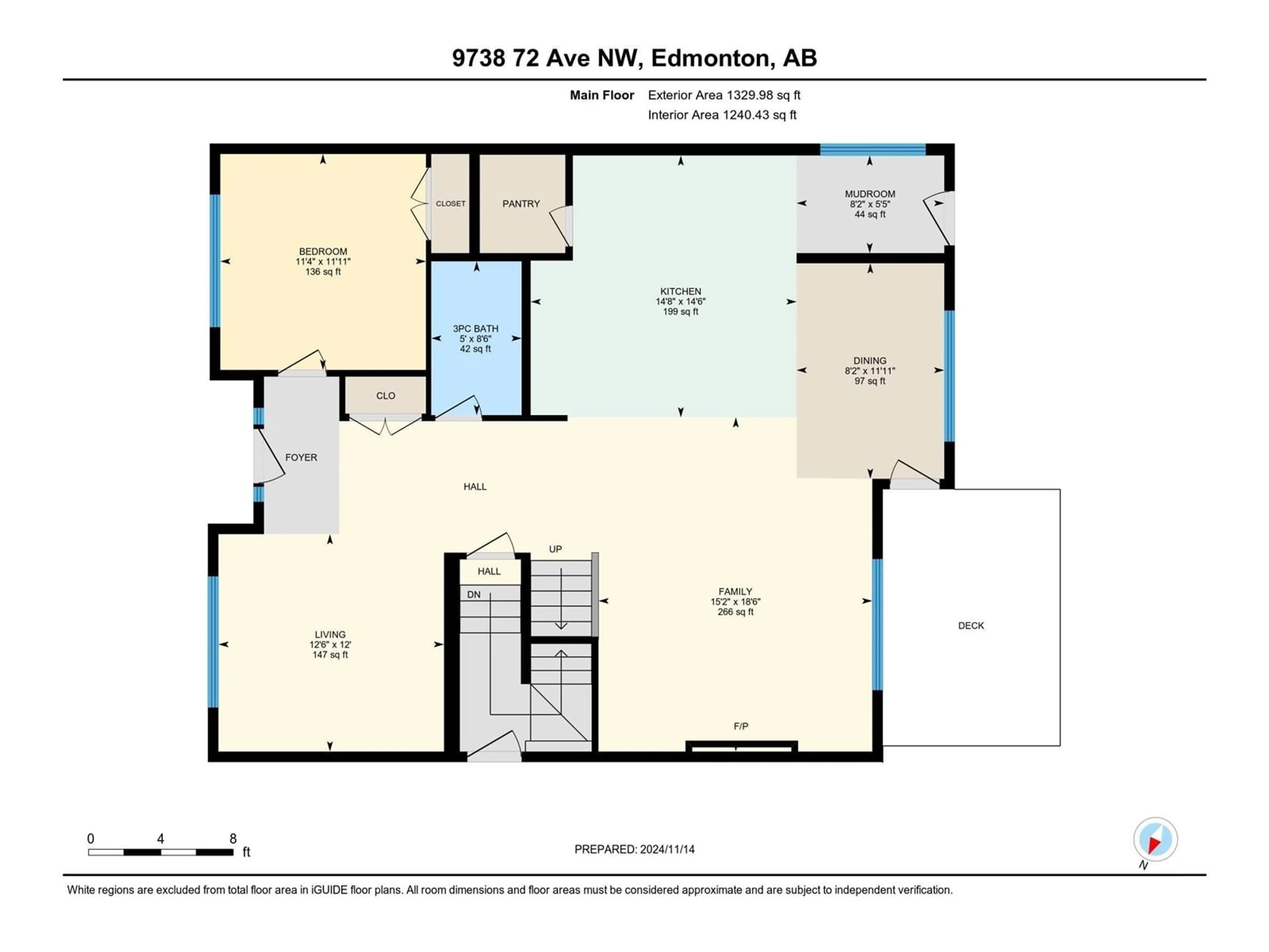 Floor plan for 9738 72 AV NW, Edmonton Alberta T6E0Y8