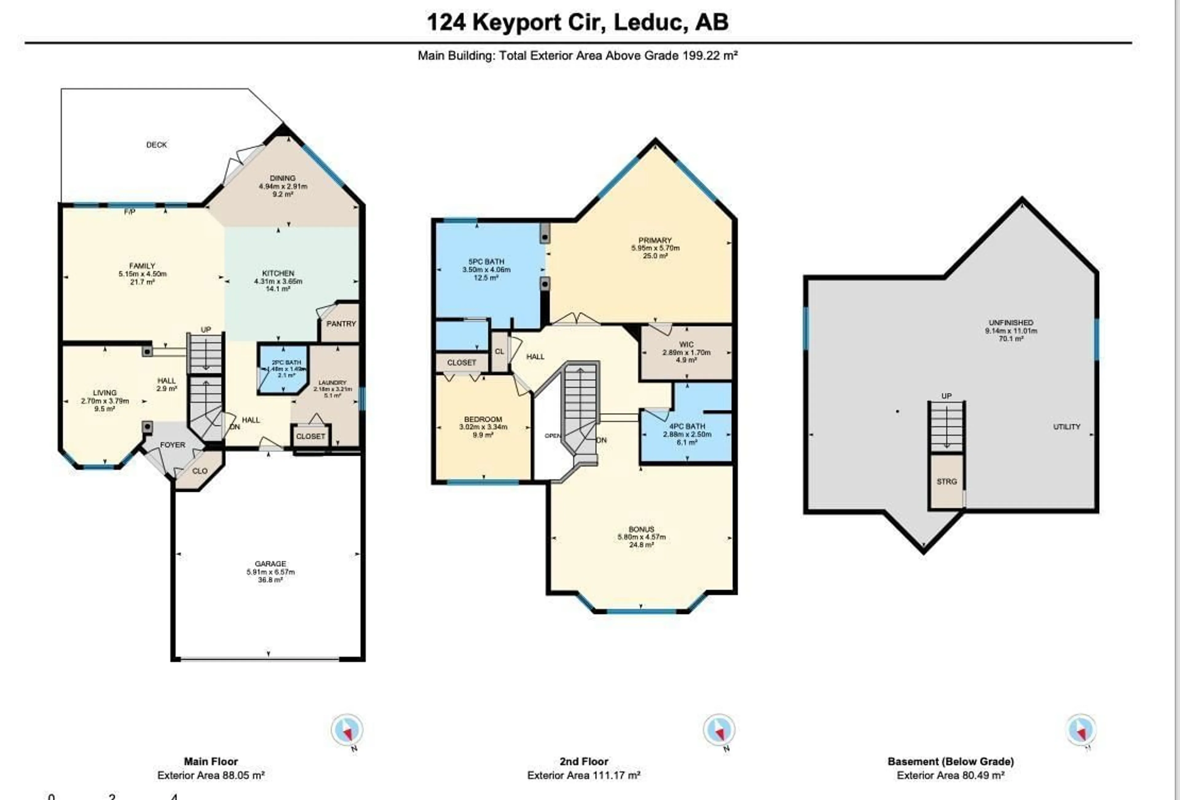 Floor plan for 124 KEYPORT CI, Leduc Alberta T9E0J3