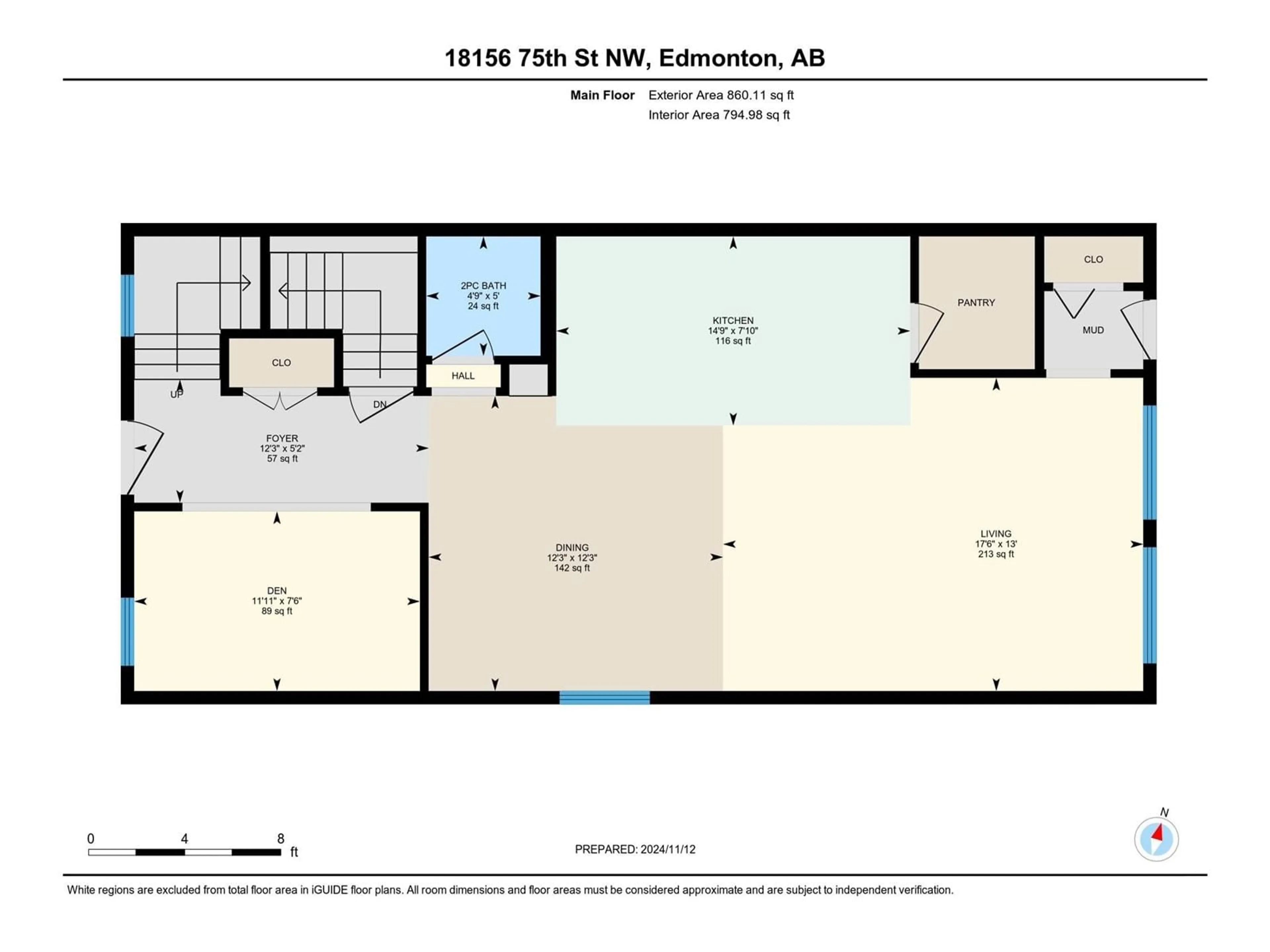 Floor plan for 18156 75 ST NW, Edmonton Alberta T5Z0M1