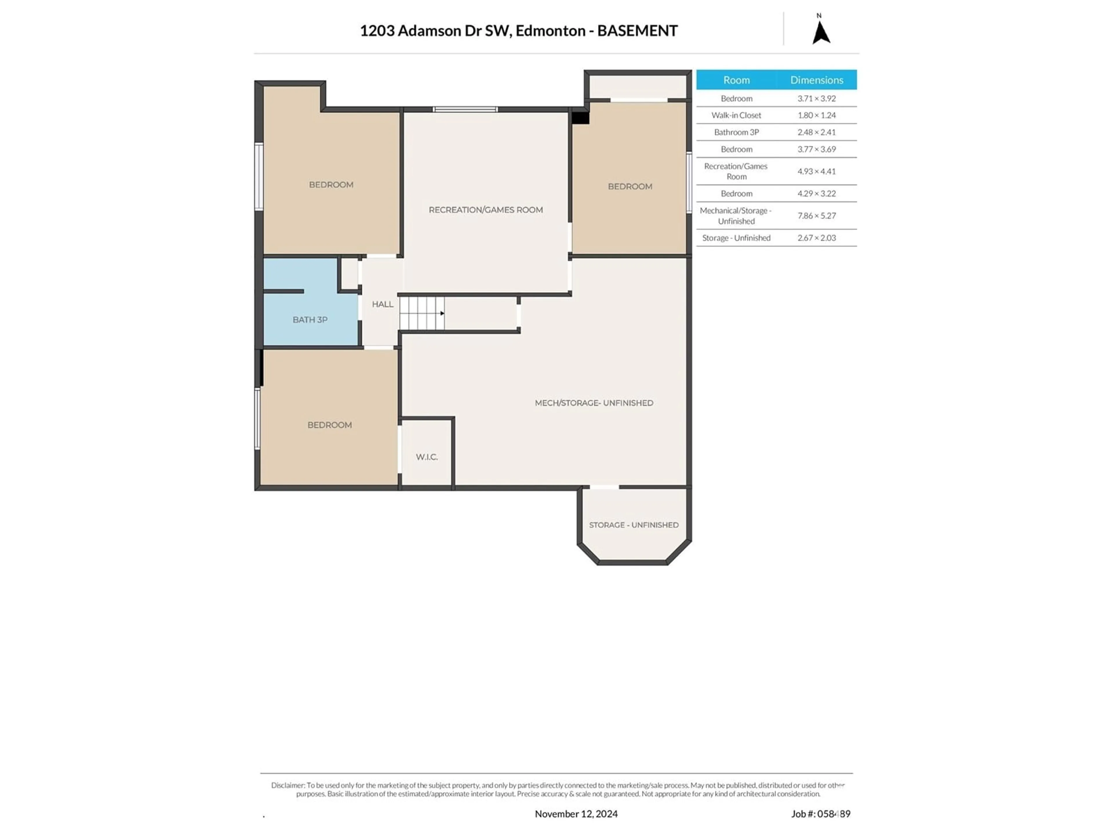 Floor plan for 1203 ADAMSON DR SW, Edmonton Alberta T6W0V5