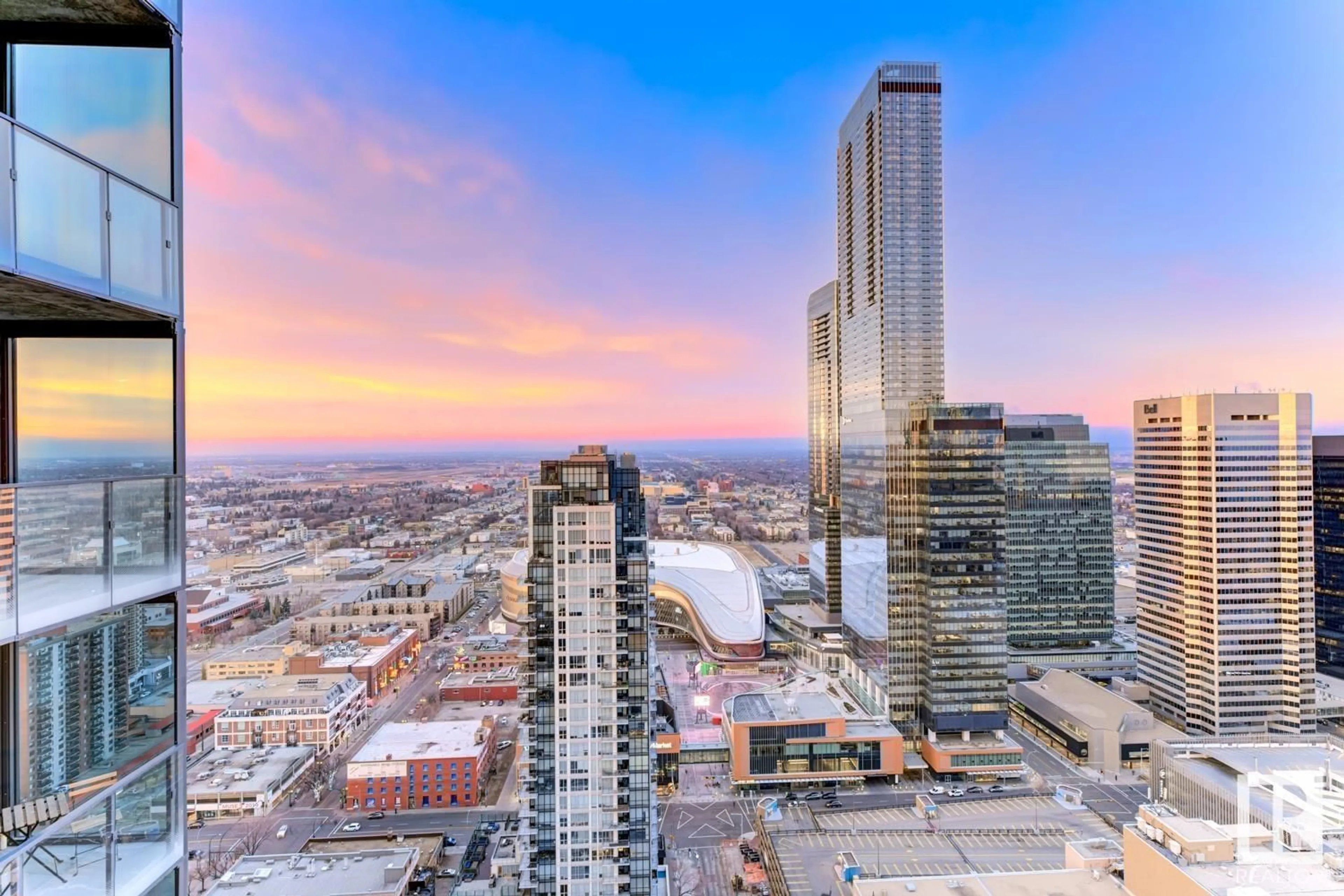 A pic from exterior of the house or condo, the view of city buildings for #3802 10180 103 ST NW, Edmonton Alberta T5J0L1