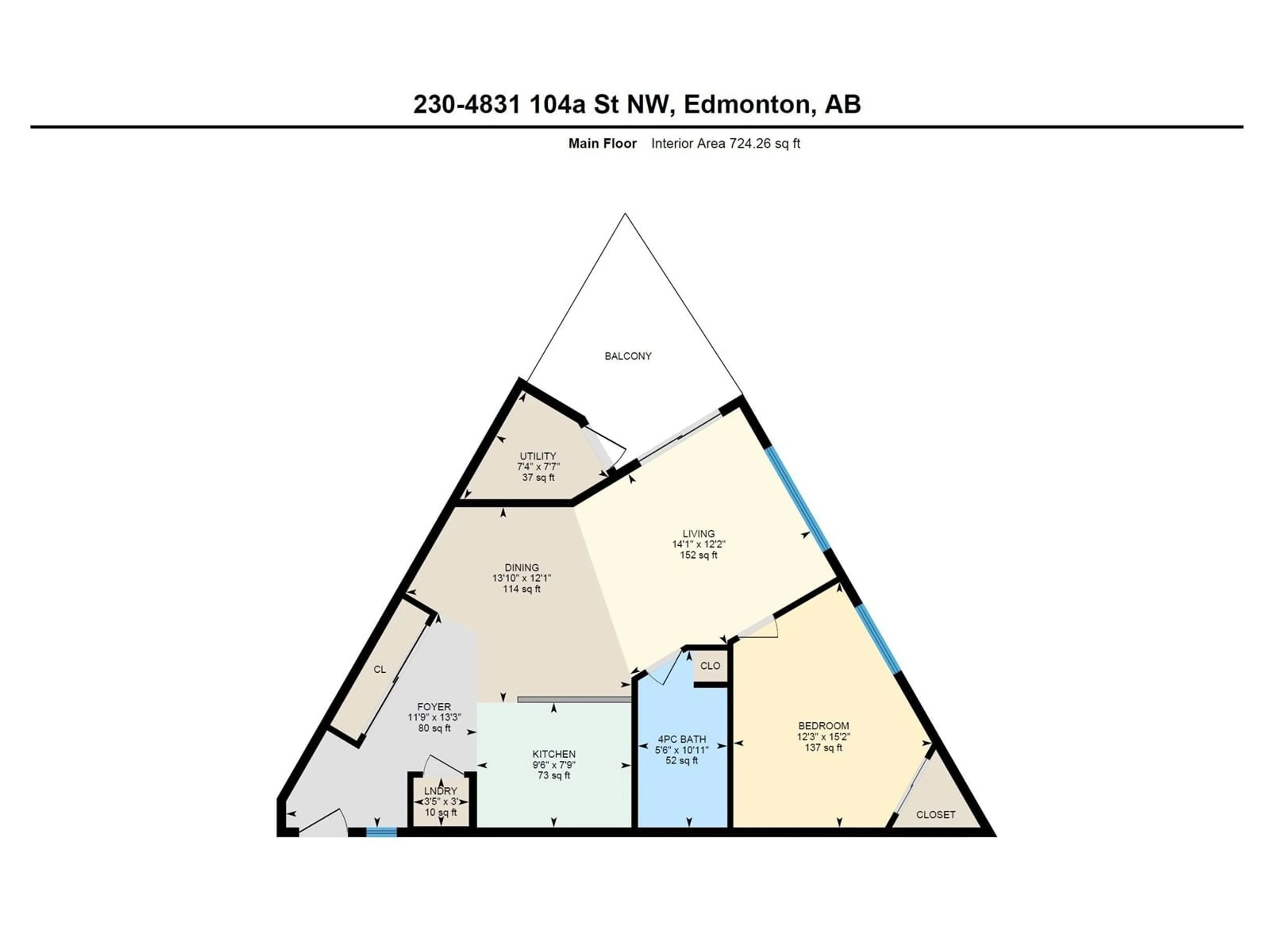 Floor plan for #230 4831 104A ST NW, Edmonton Alberta T6H0R5