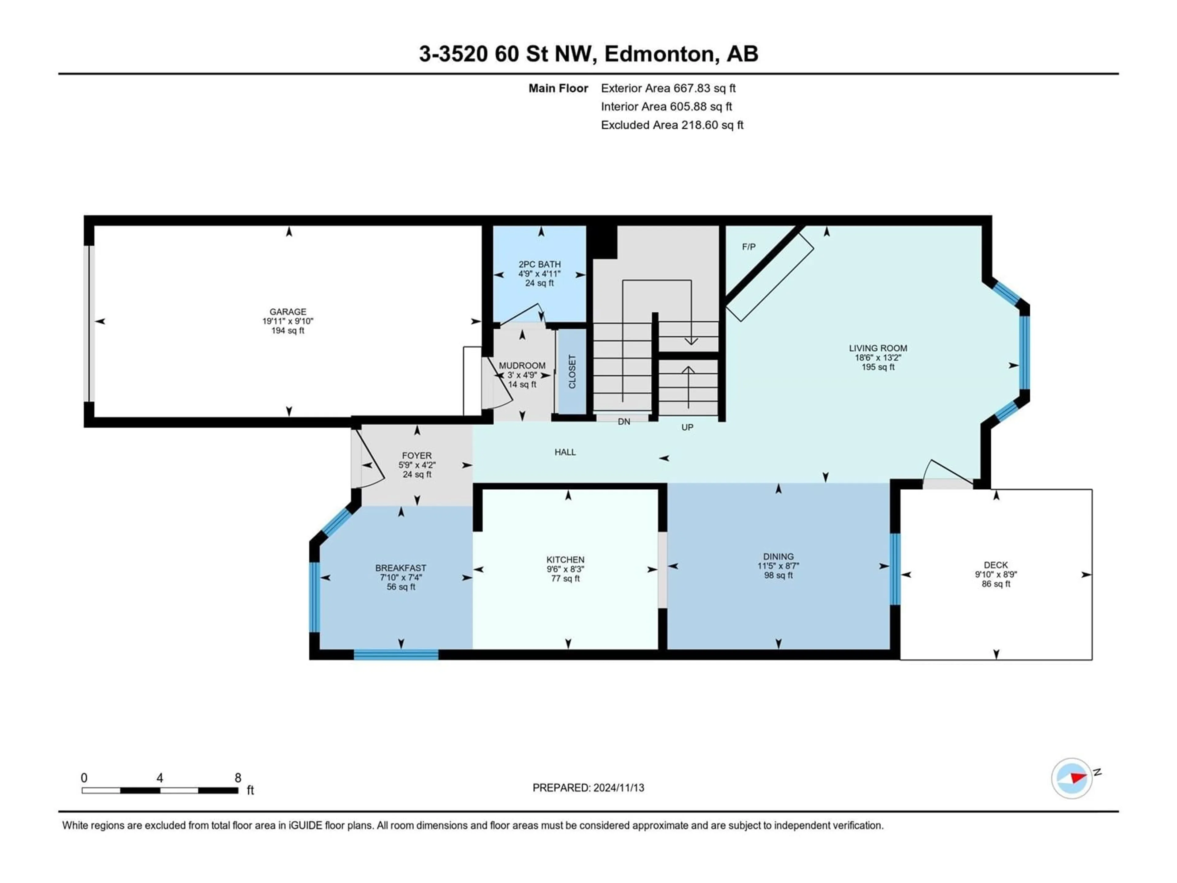 Floor plan for #3 3520 60 ST NW, Edmonton Alberta T6L6H5