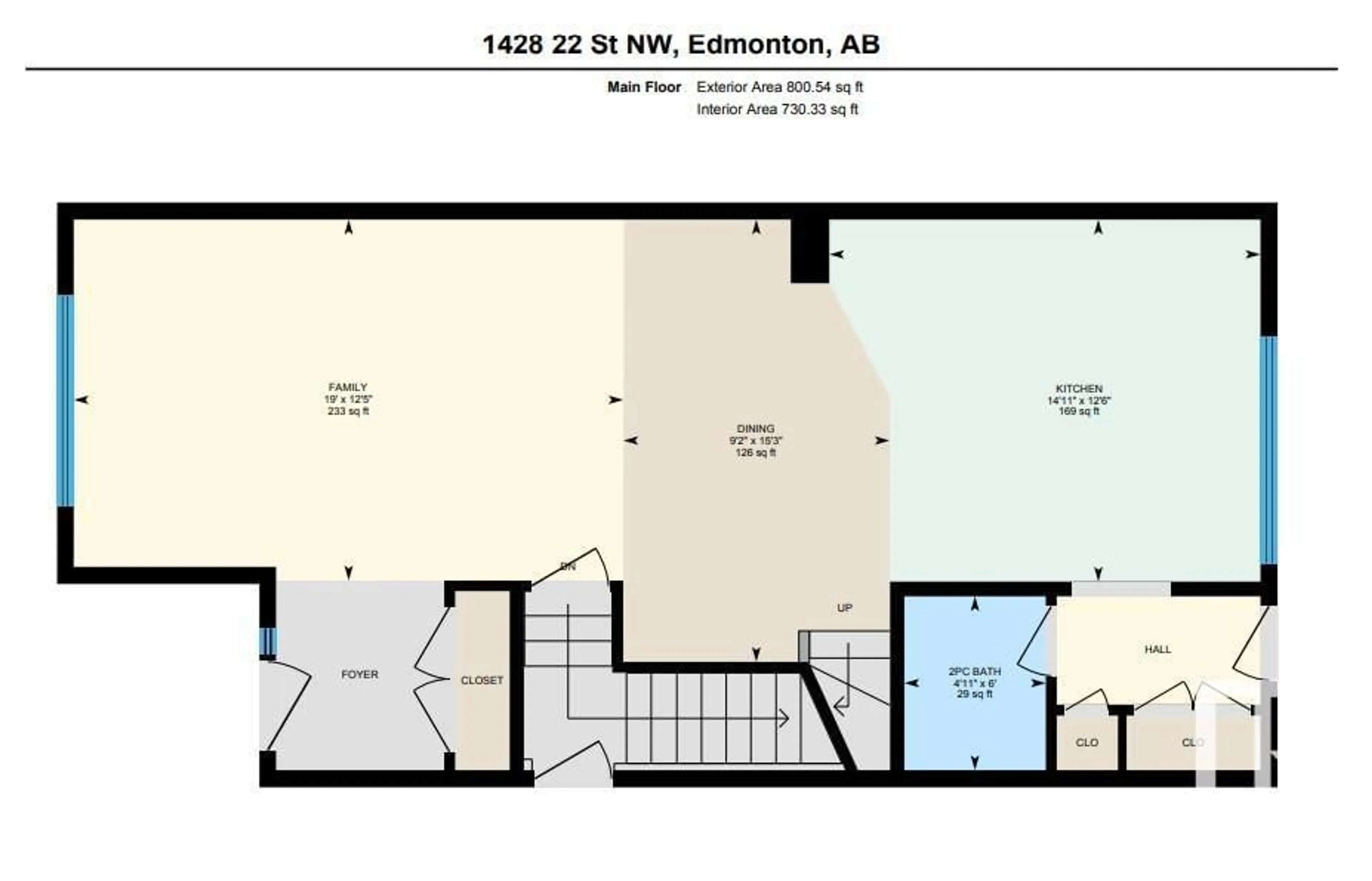 Floor plan for 1428 22 ST NW, Edmonton Alberta T6T2R4