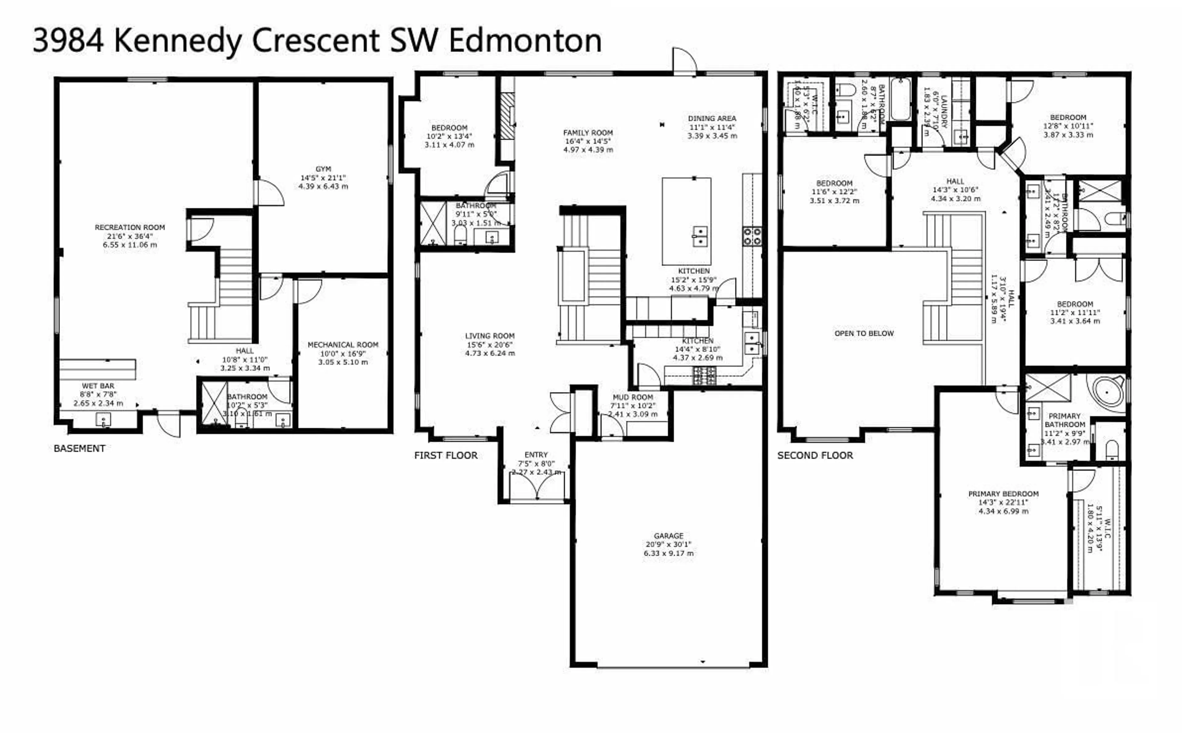 Floor plan for 3984 Kennedy CR SW, Edmonton Alberta T6W3B3