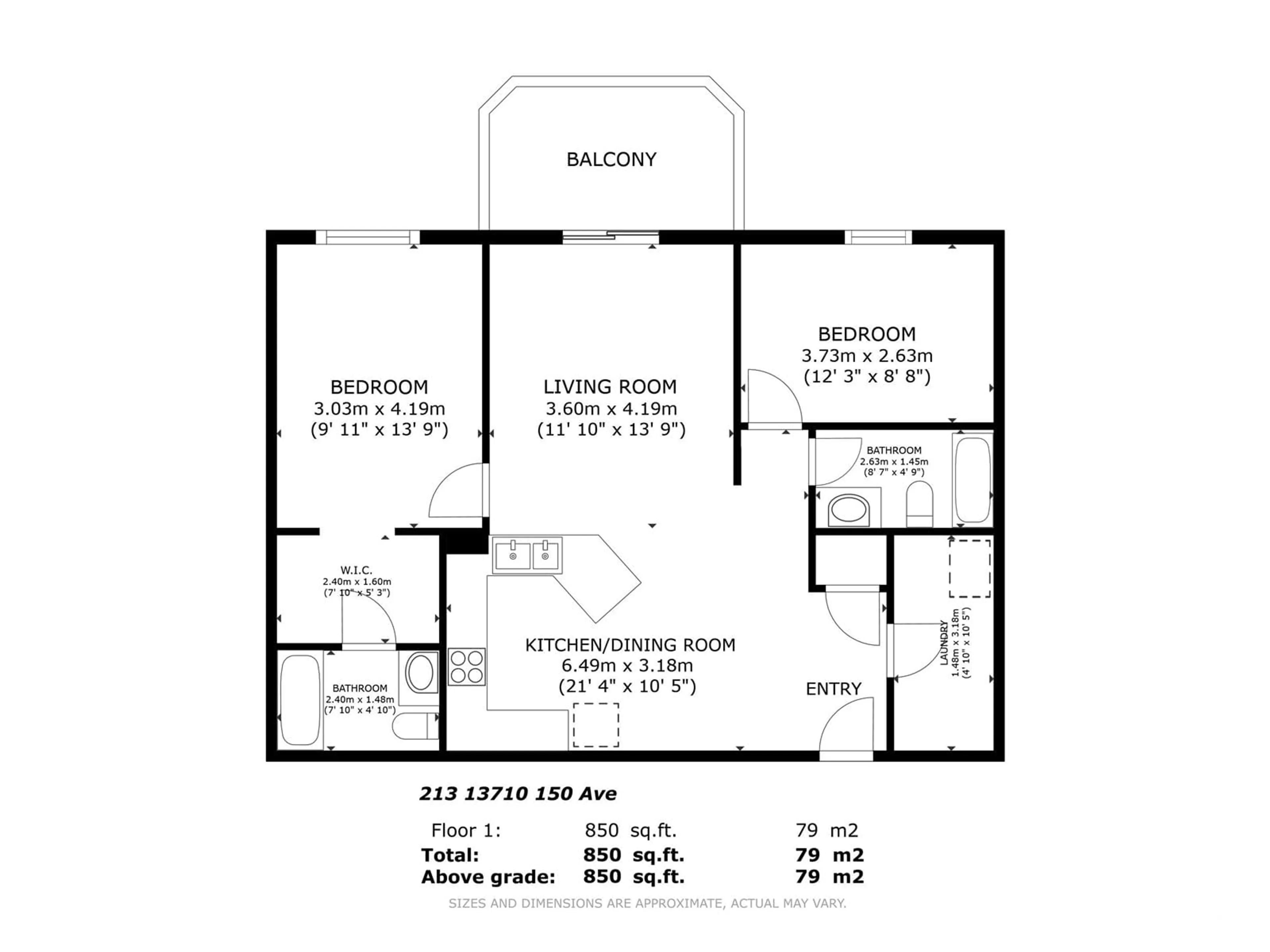 Floor plan for #213 13710 150 AV NW, Edmonton Alberta T6V0B2