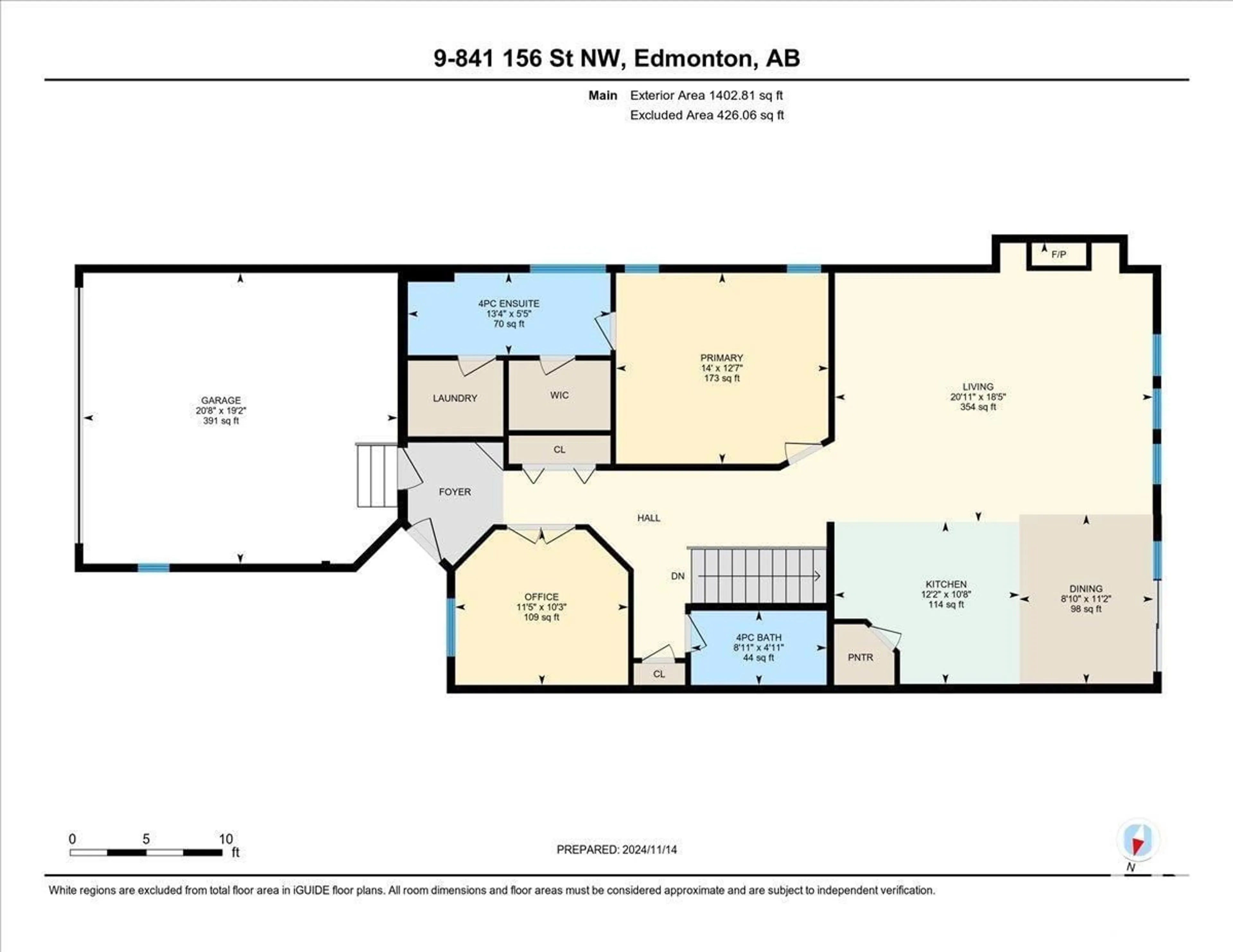 Floor plan for #9 841 156 ST NW, Edmonton Alberta T6R0B3