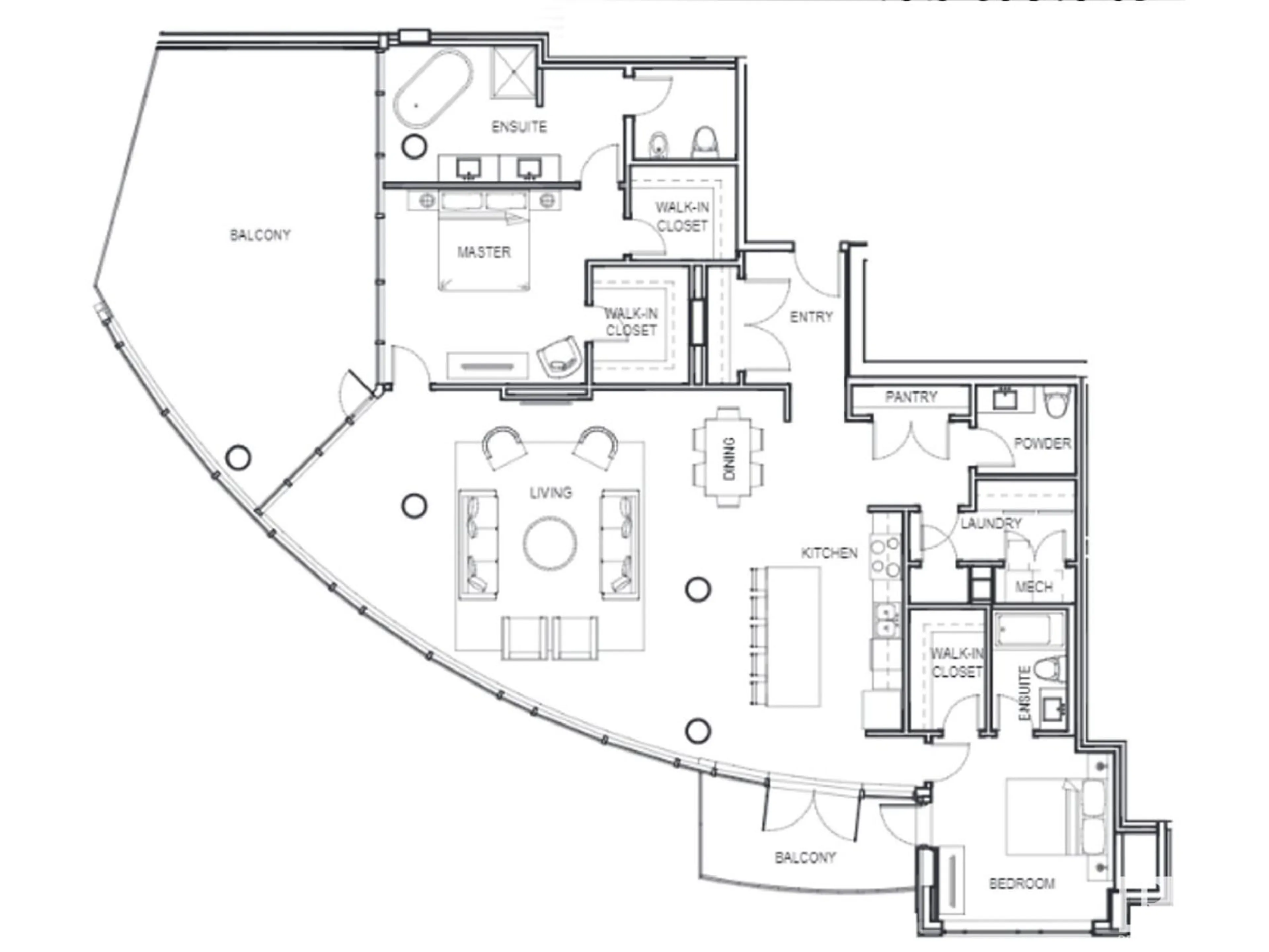 Floor plan for #2105 9720 106 ST NW, Edmonton Alberta T5K1B6