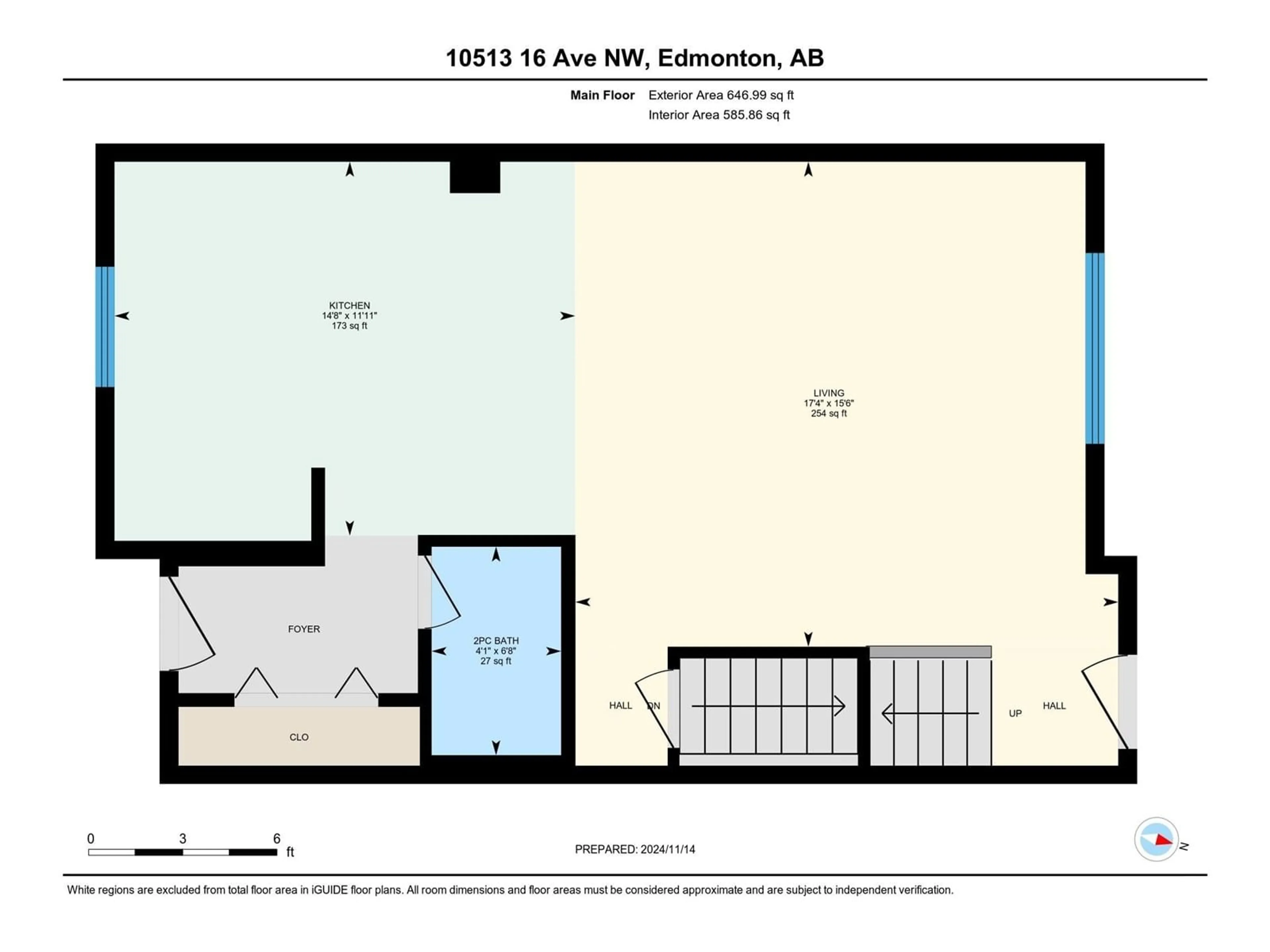 Floor plan for 10513 16 AV NW, Edmonton Alberta T6J5R8