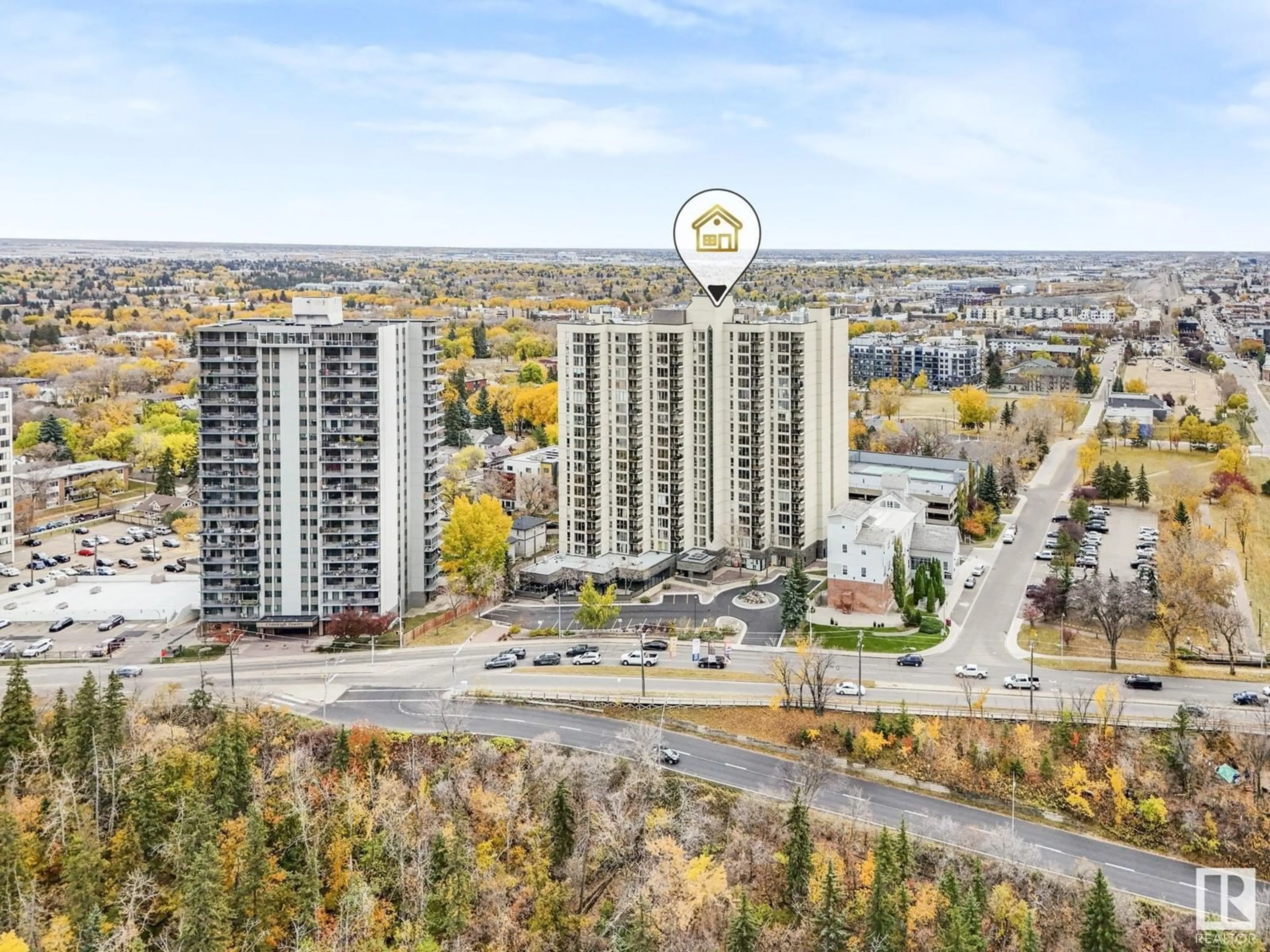 A pic from exterior of the house or condo, the view of city buildings for #1608 10149 SASKATCHEWAN DR NW, Edmonton Alberta T6E6B6