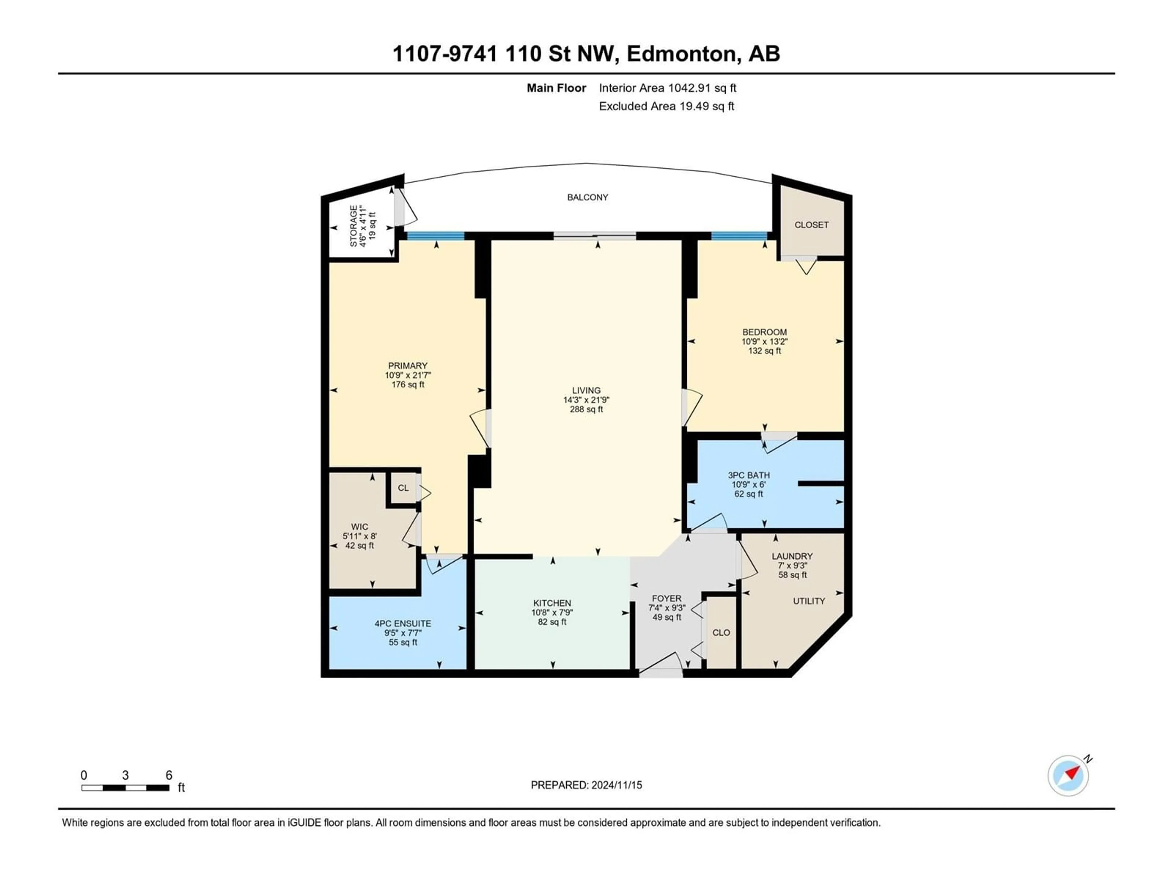 Floor plan for #1107 9741 110 ST NW, Edmonton Alberta T5K2V8