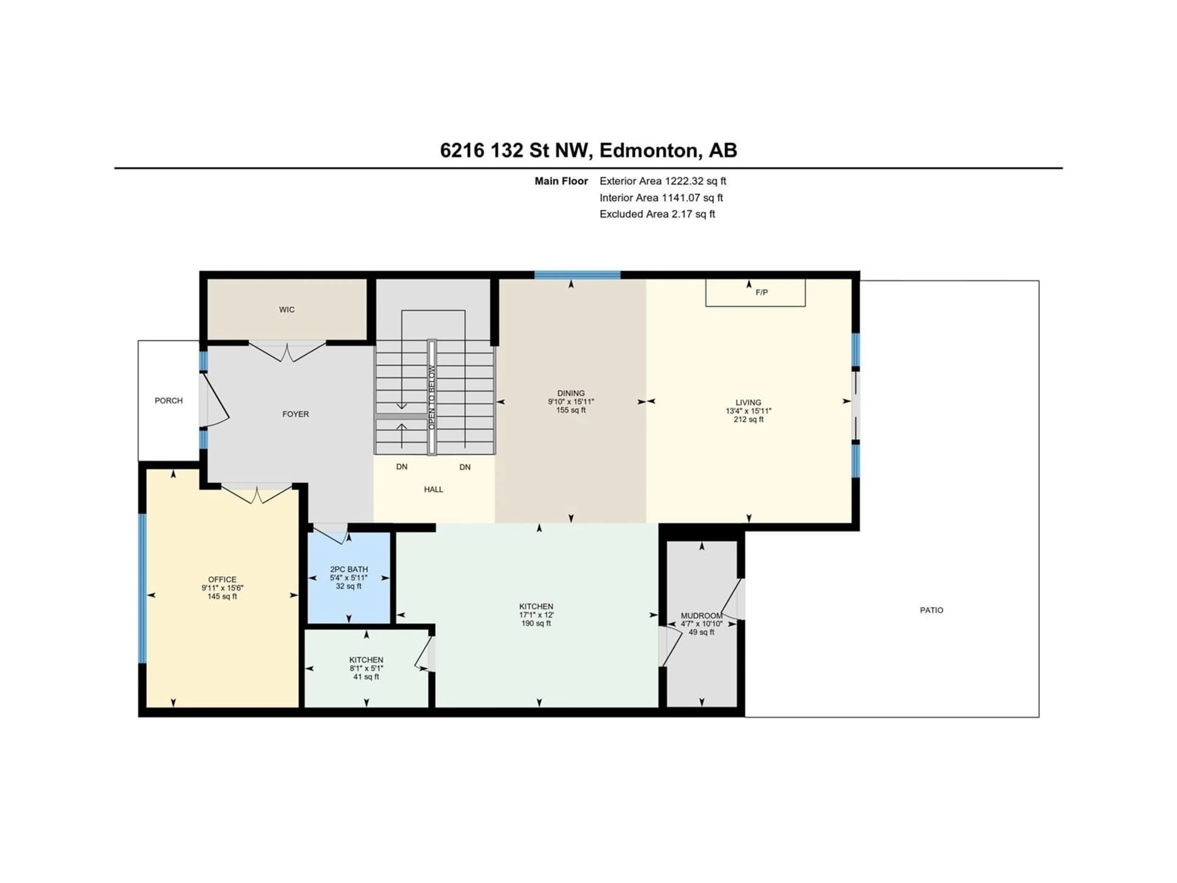 Floor plan for 6216 132 ST NW, Edmonton Alberta T6H3Y7