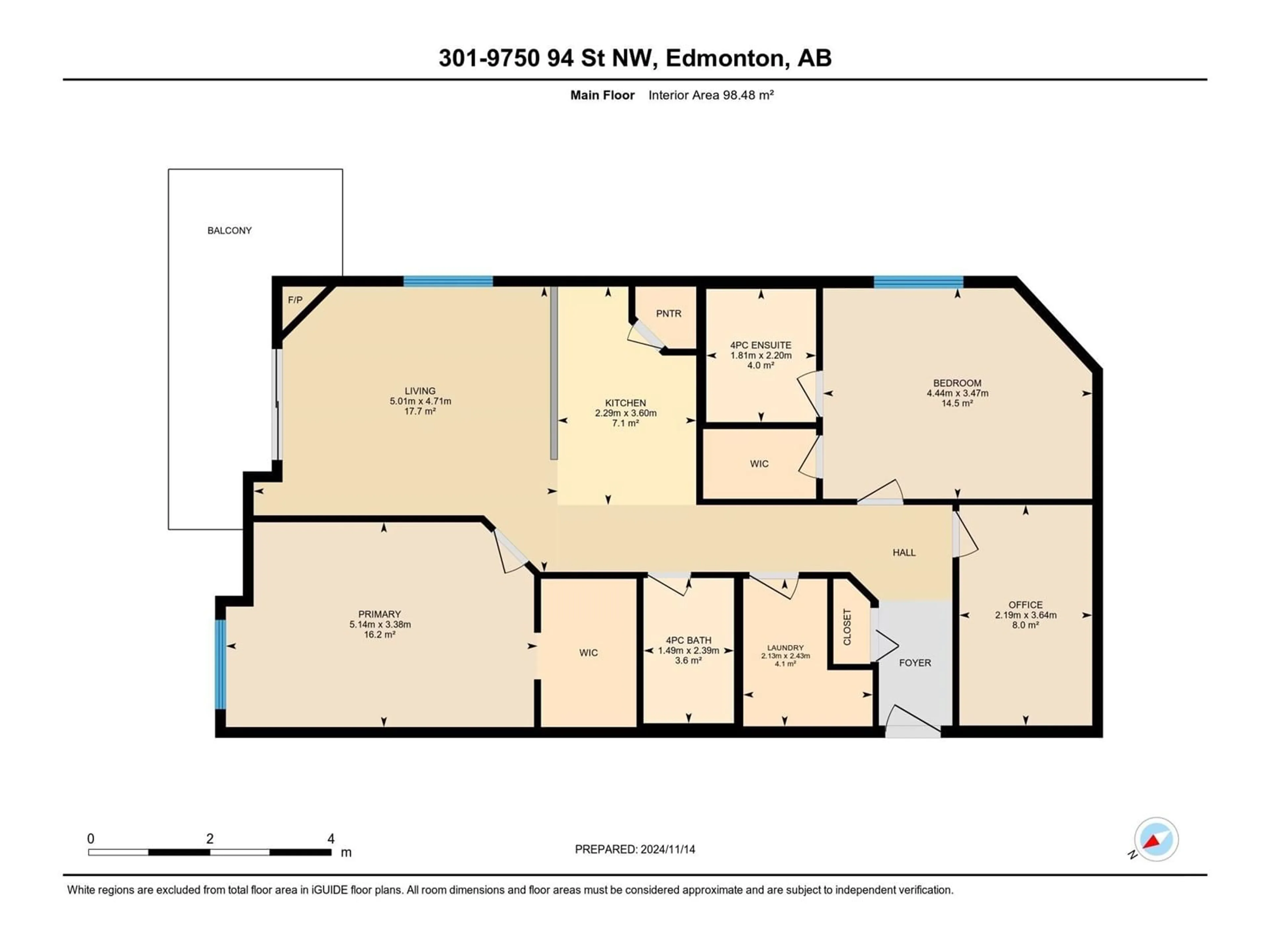 Floor plan for #301 9750 94 ST NW, Edmonton Alberta T6C2E3