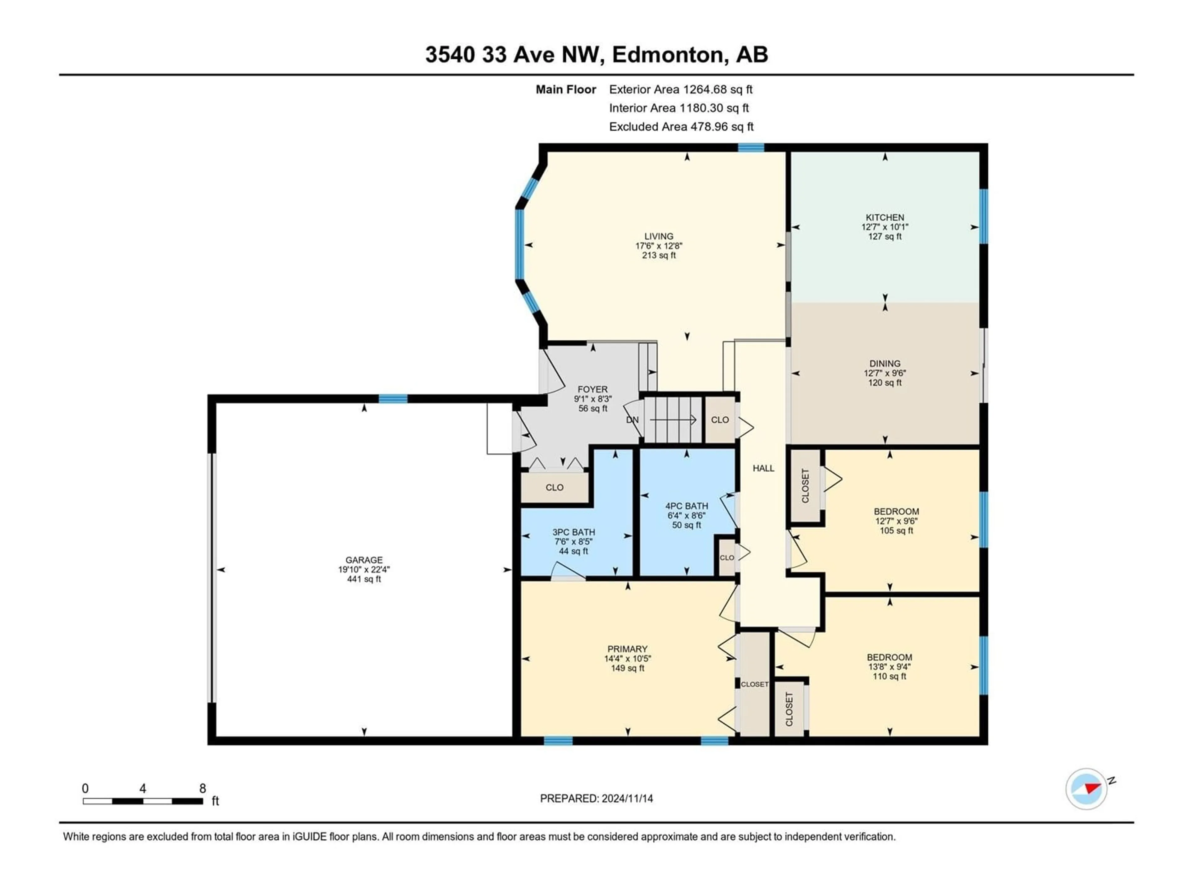 Floor plan for 3540 33 AV NW, Edmonton Alberta T6L5G6