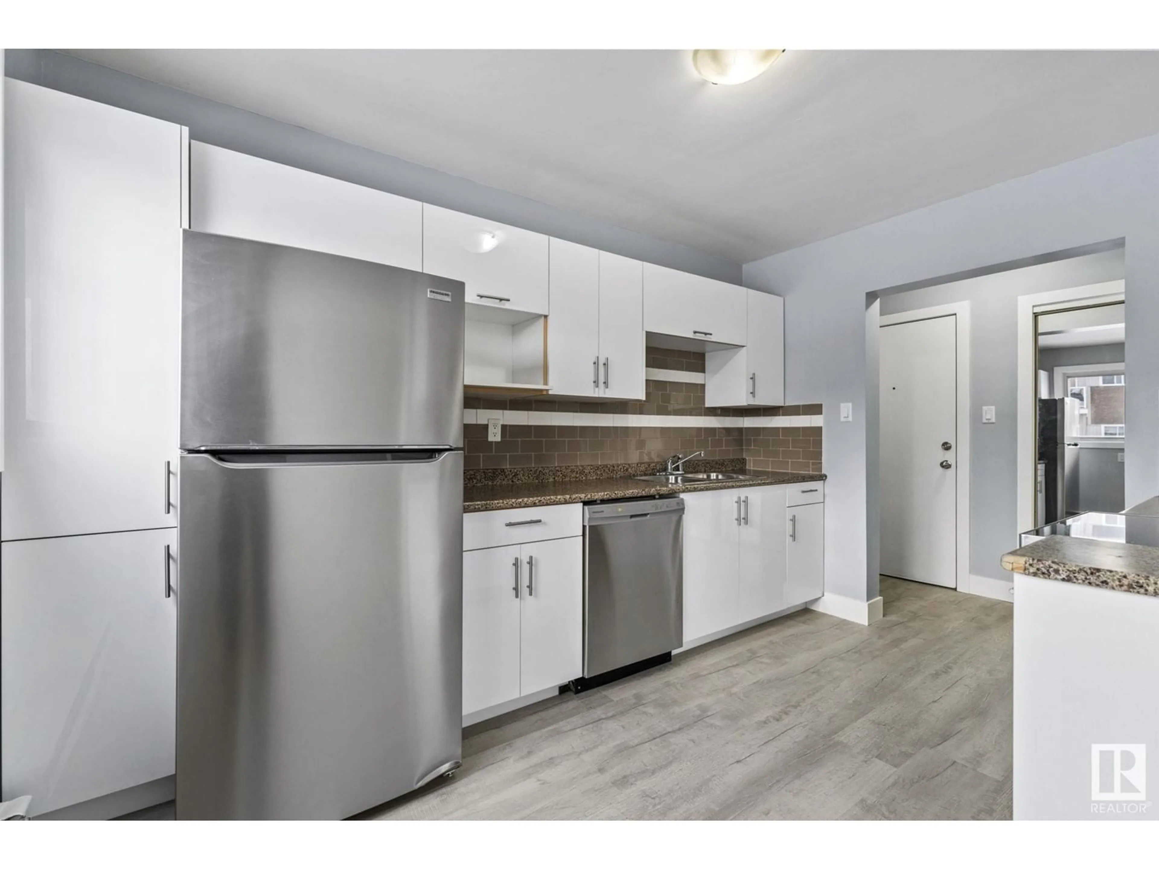 Standard kitchen, wood floors for #8 6135 98 AV NW, Edmonton Alberta T6A0A3