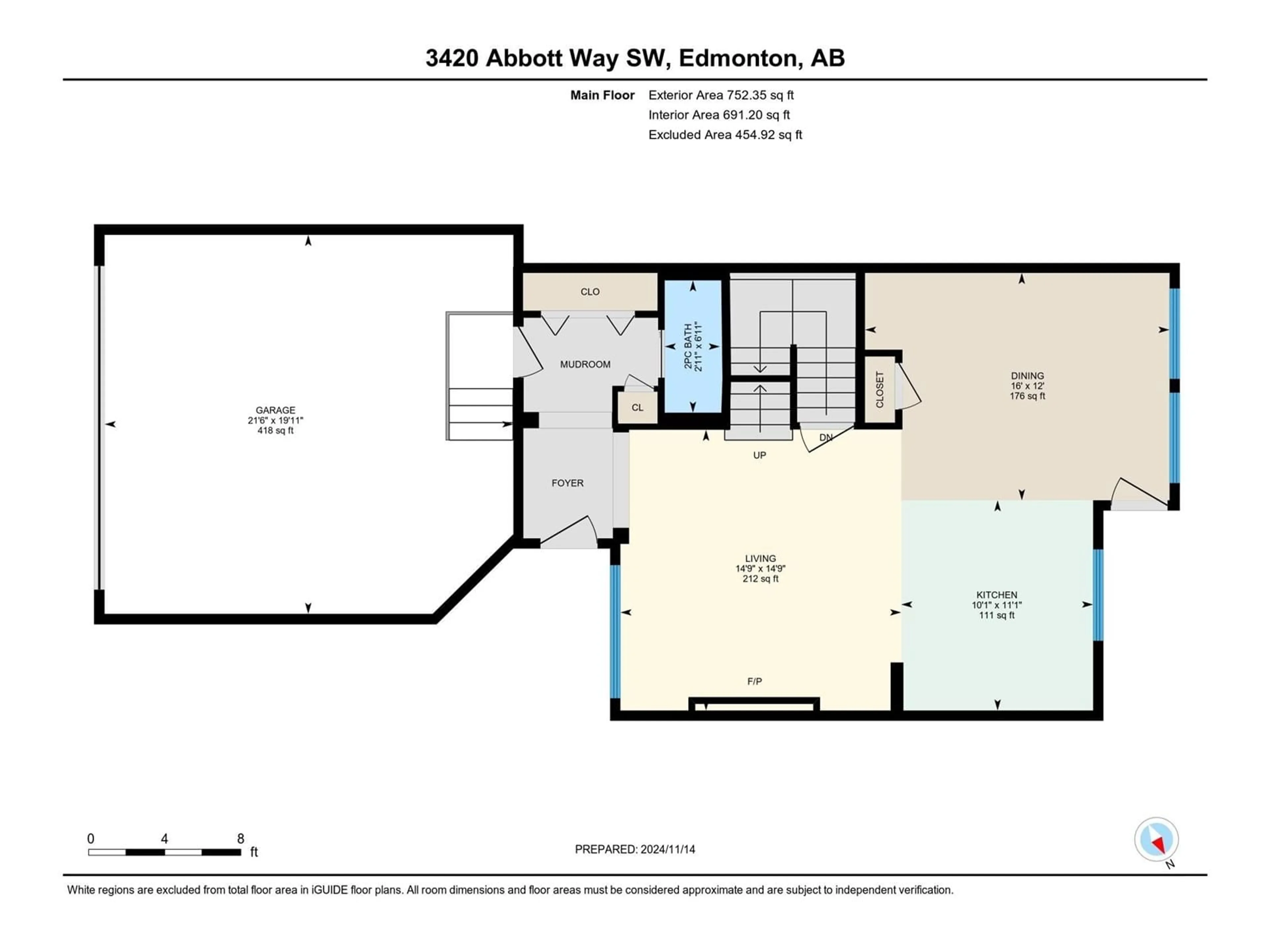 Floor plan for 3420 ABBOTT WY SW, Edmonton Alberta T6W2M3