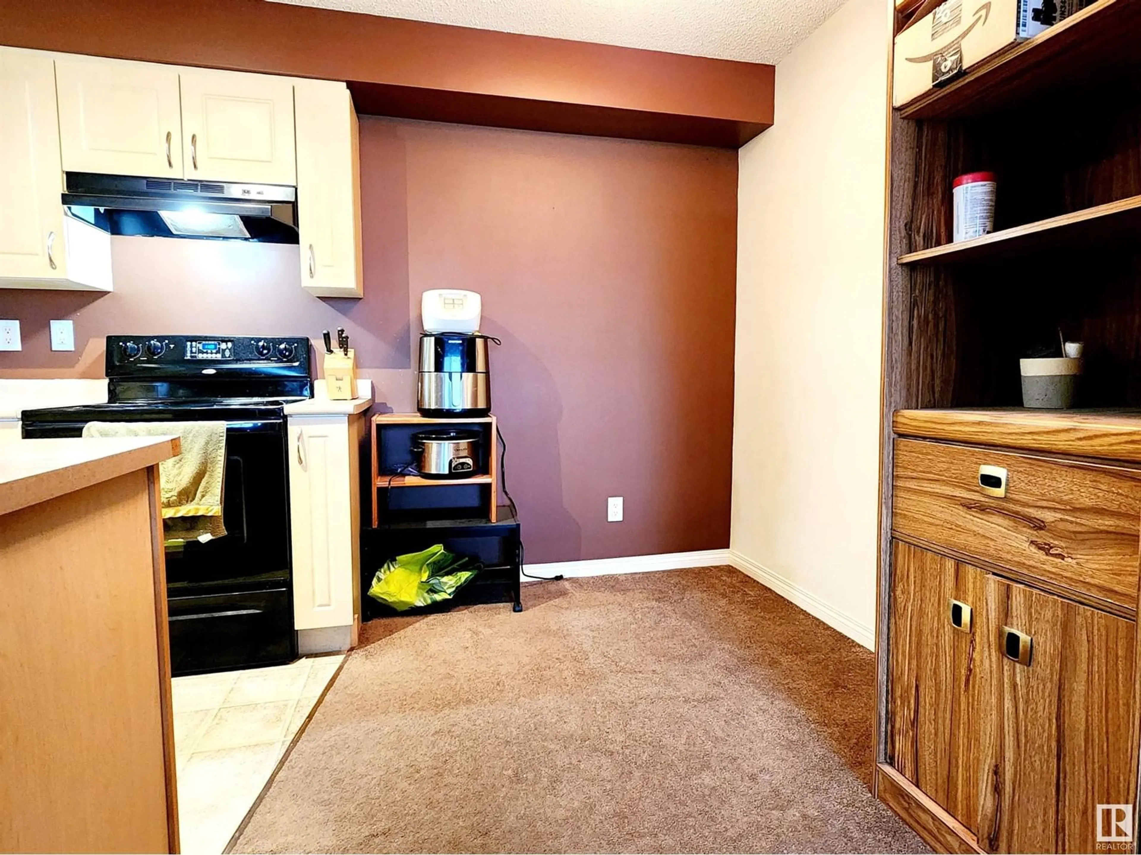 Standard kitchen, carpet floors, cottage for #421 13907 136 ST NW, Edmonton Alberta T6V1Y5