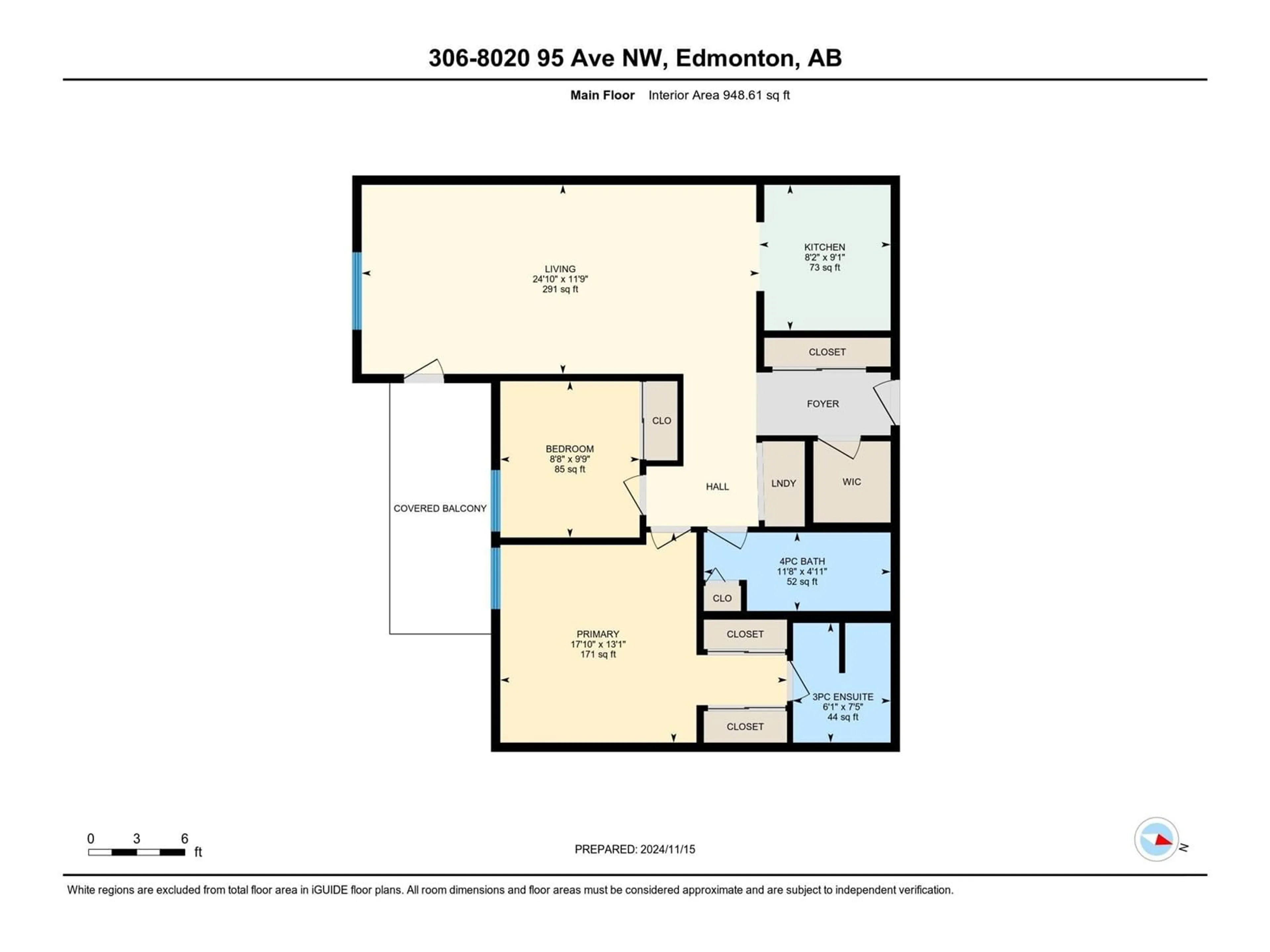 Floor plan for #306 18020 95 AV NW, Edmonton Alberta T5T6B2