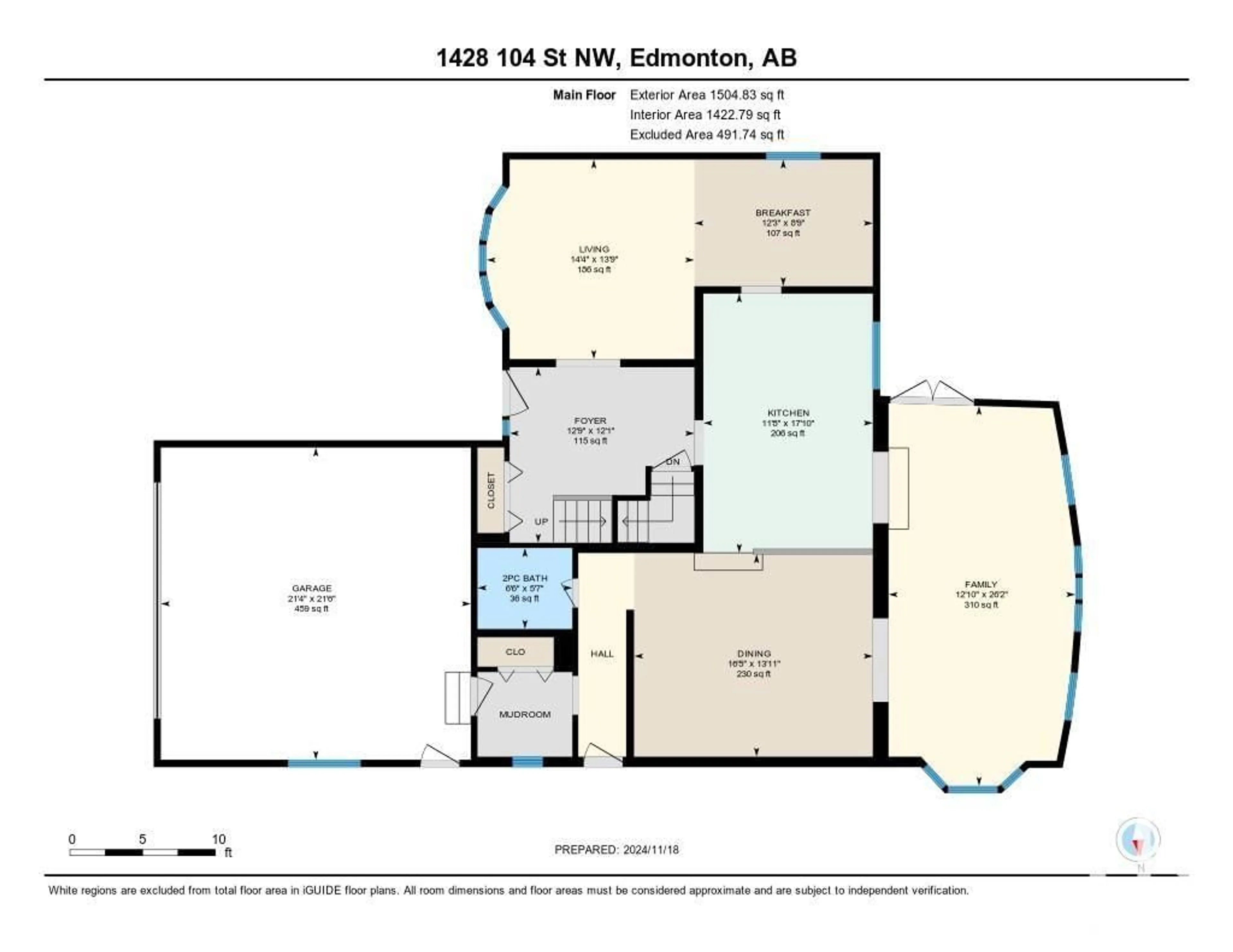 Floor plan for 1428 104 ST NW, Edmonton Alberta T6J5R6