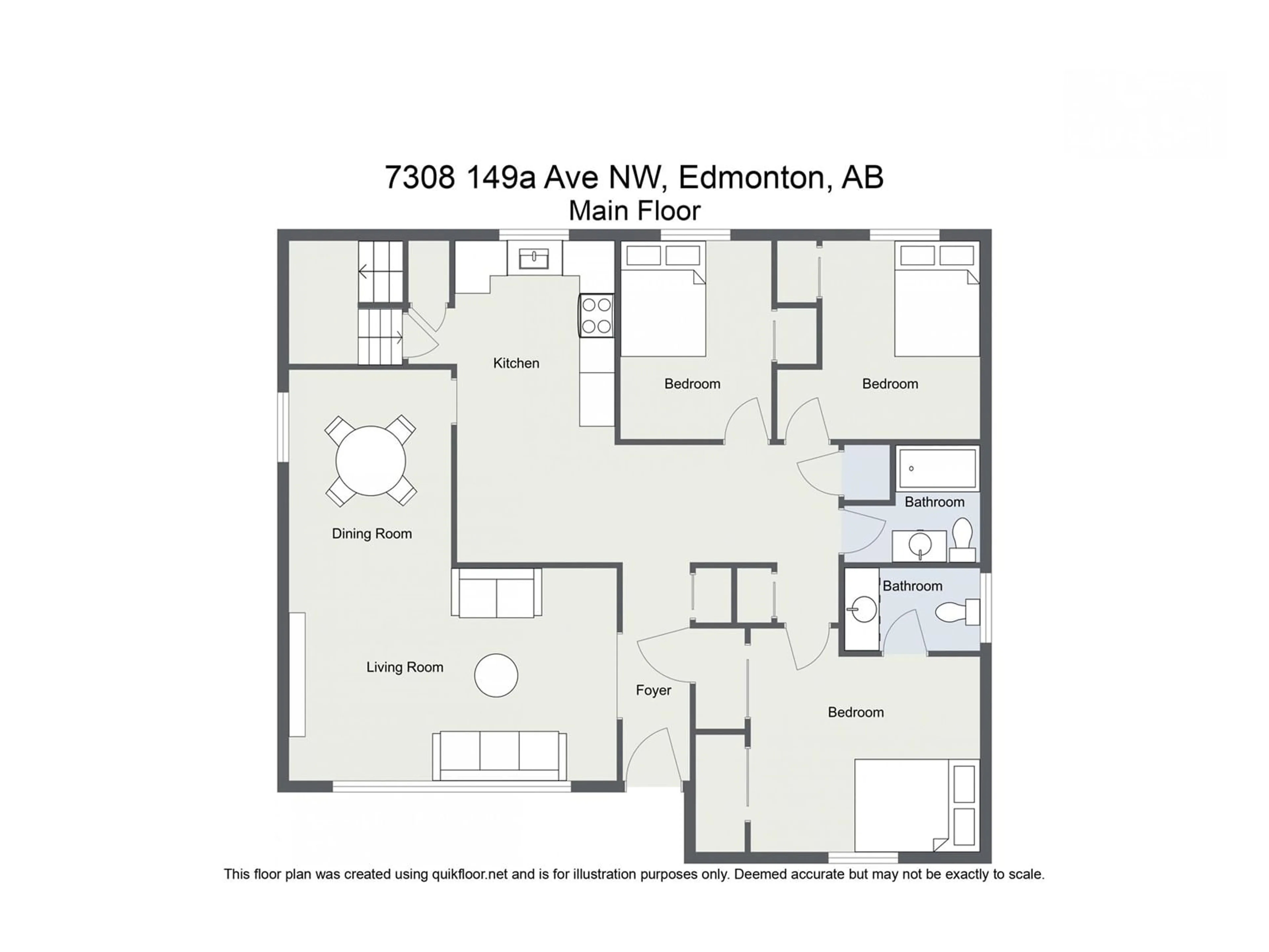 Floor plan for 7308 149A AV NW, Edmonton Alberta T5C2W4