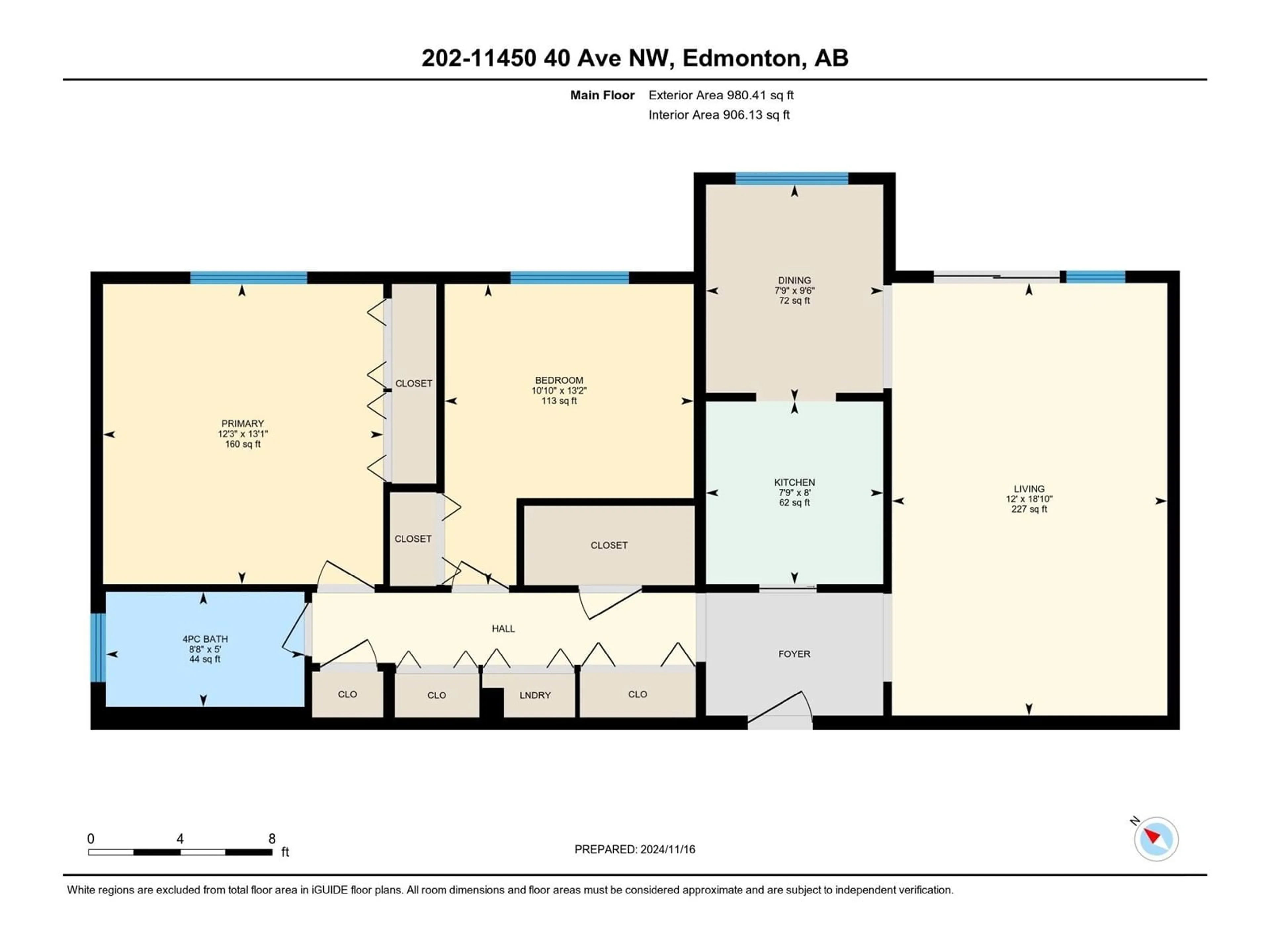 Floor plan for #202 11450 40 AV NW, Edmonton Alberta T6J0R5