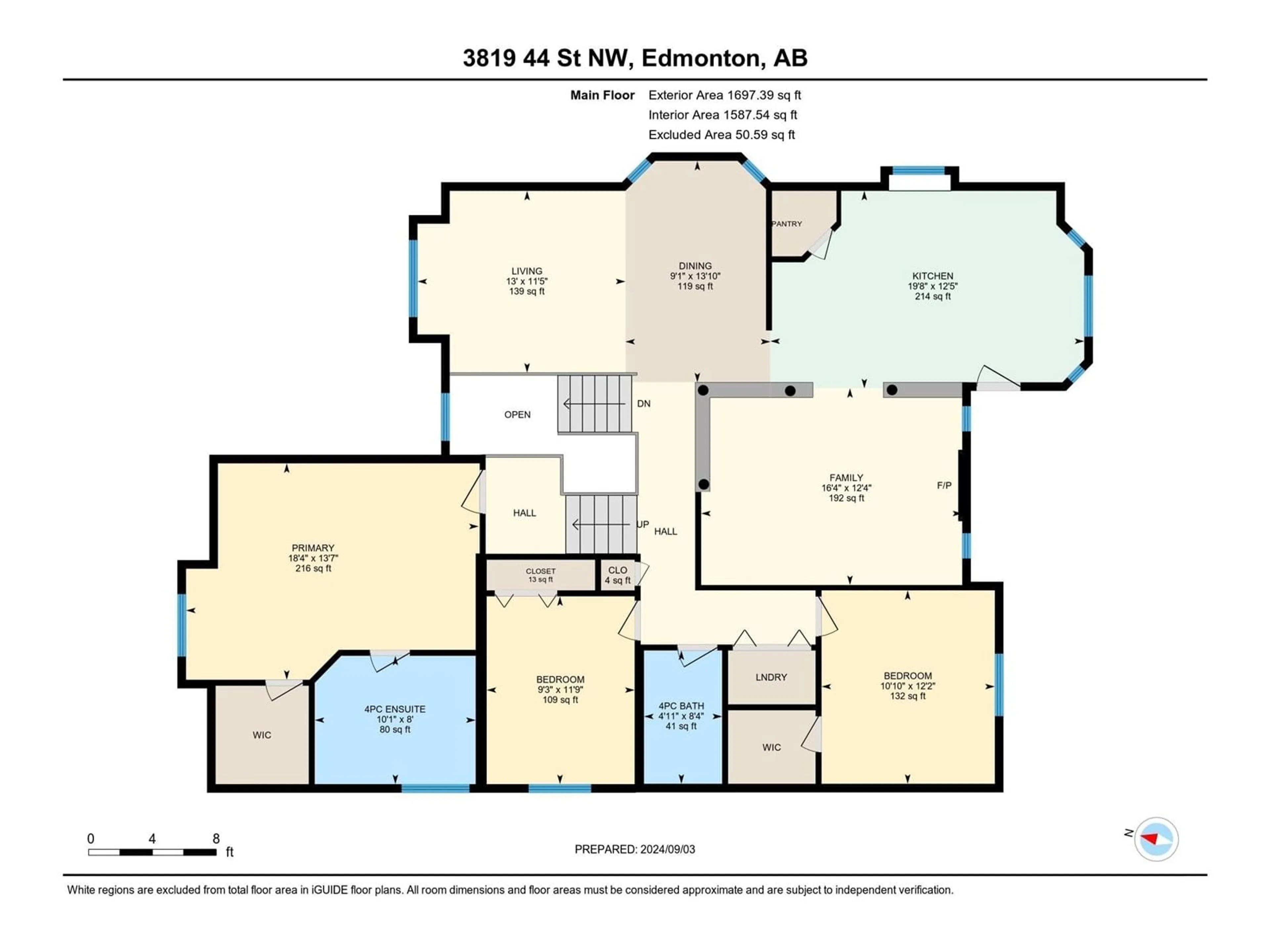 Floor plan for 3819 44 ST NW, Edmonton Alberta T6L6Z5