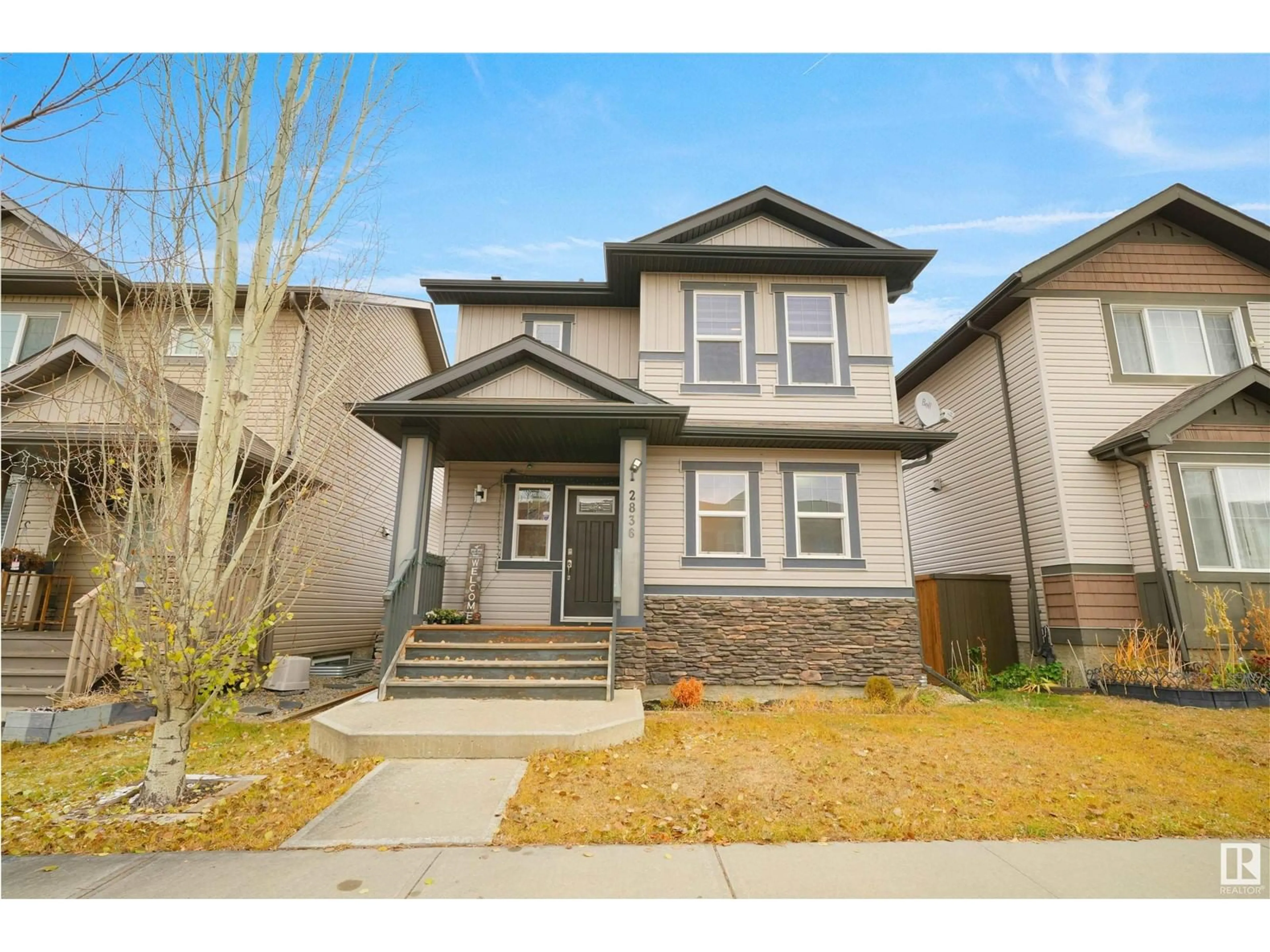 Frontside or backside of a home, the street view for 2836 19 AV NW, Edmonton Alberta T6T0N5