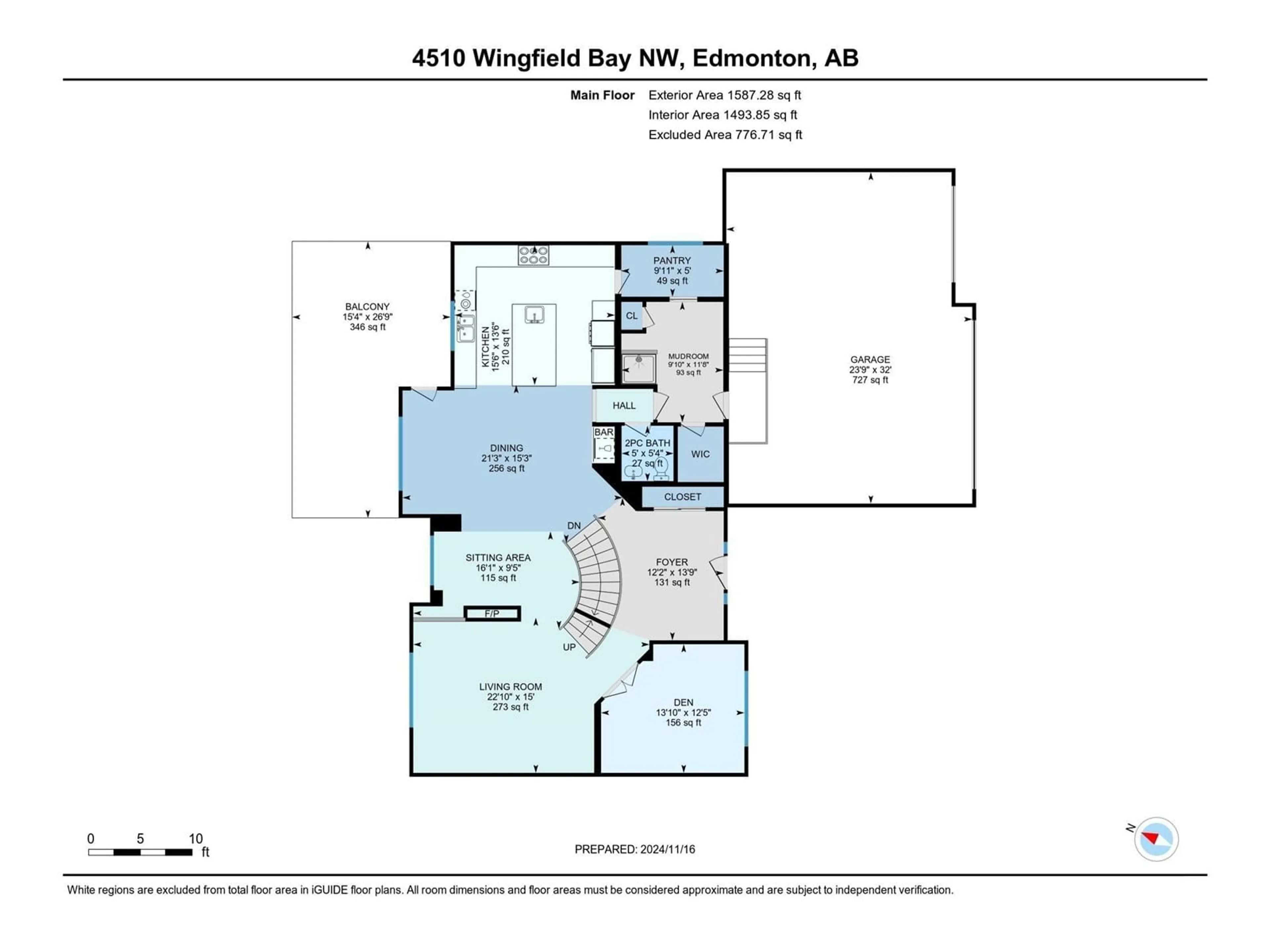 Floor plan for 4510 WINGFIELD BAY BA NW, Edmonton Alberta T6W2E1