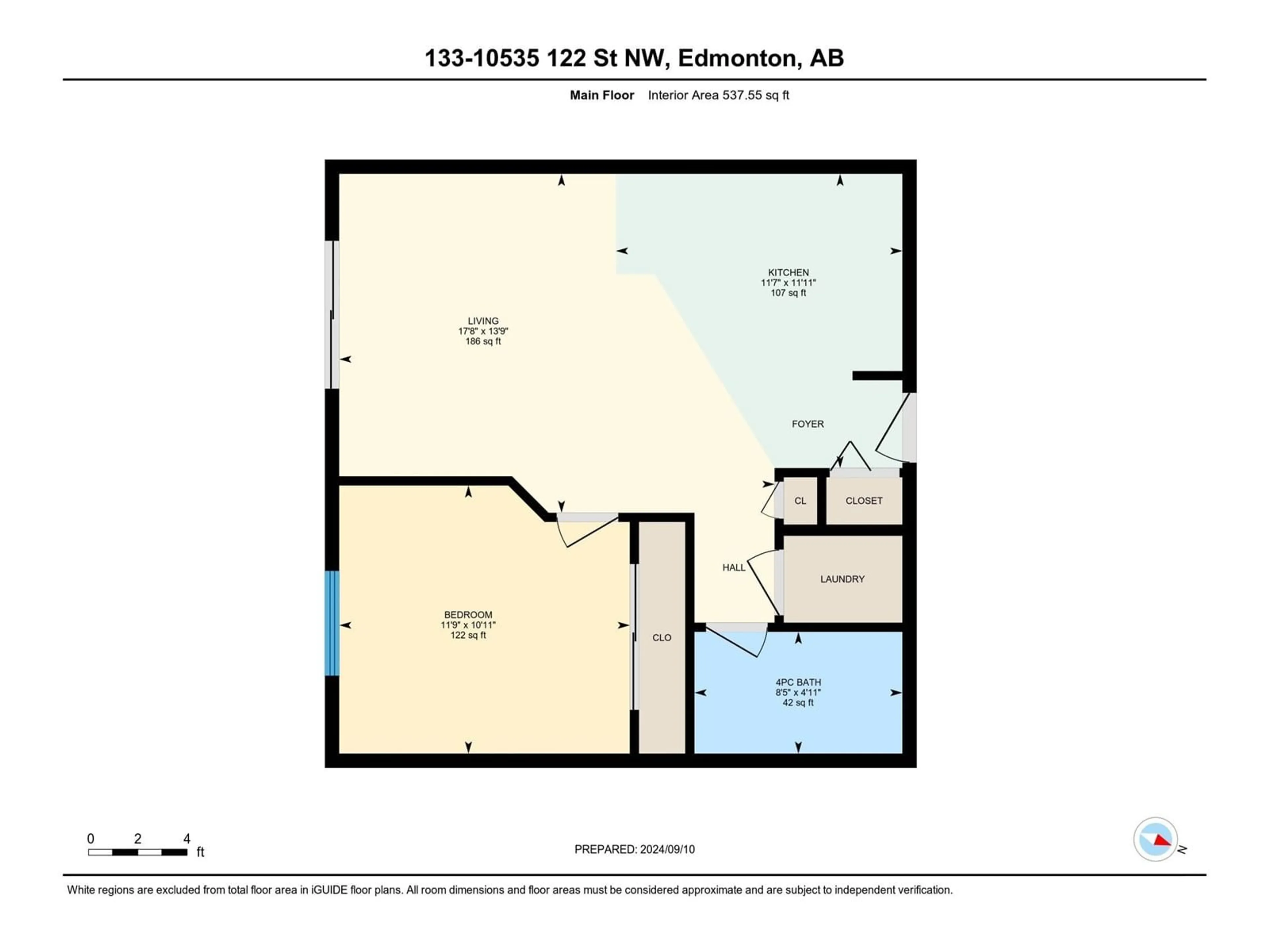 Floor plan for #133 10535 122 ST NW, Edmonton Alberta T5N4B7