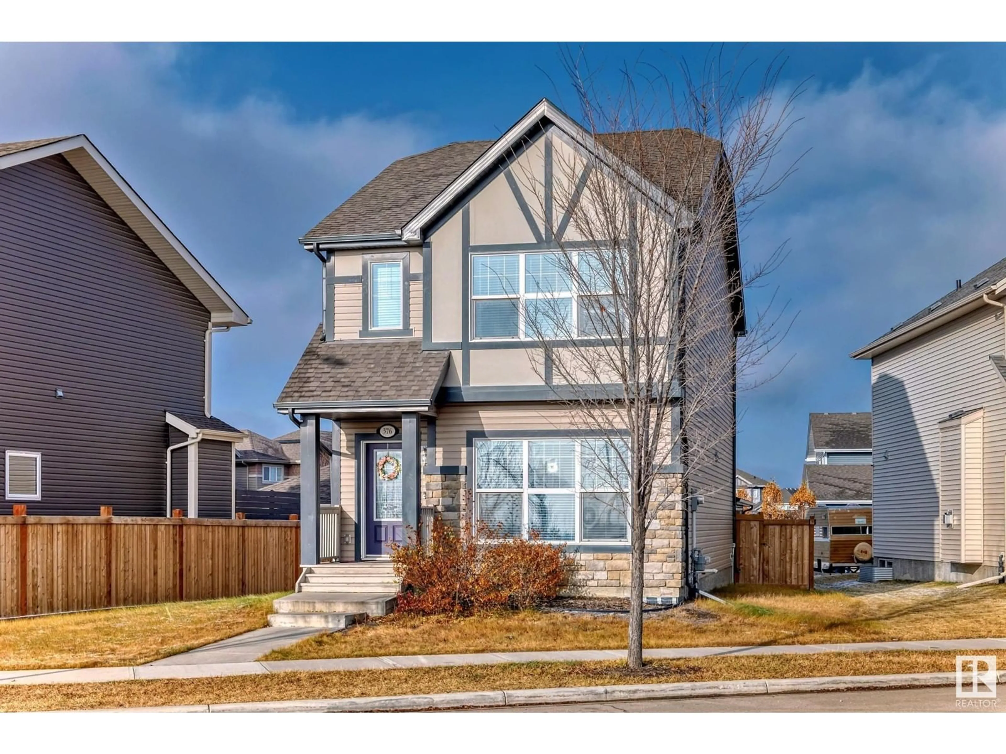 Frontside or backside of a home, the fenced backyard for 376 CHAPPELLE DR SW, Edmonton Alberta T6W2Y7