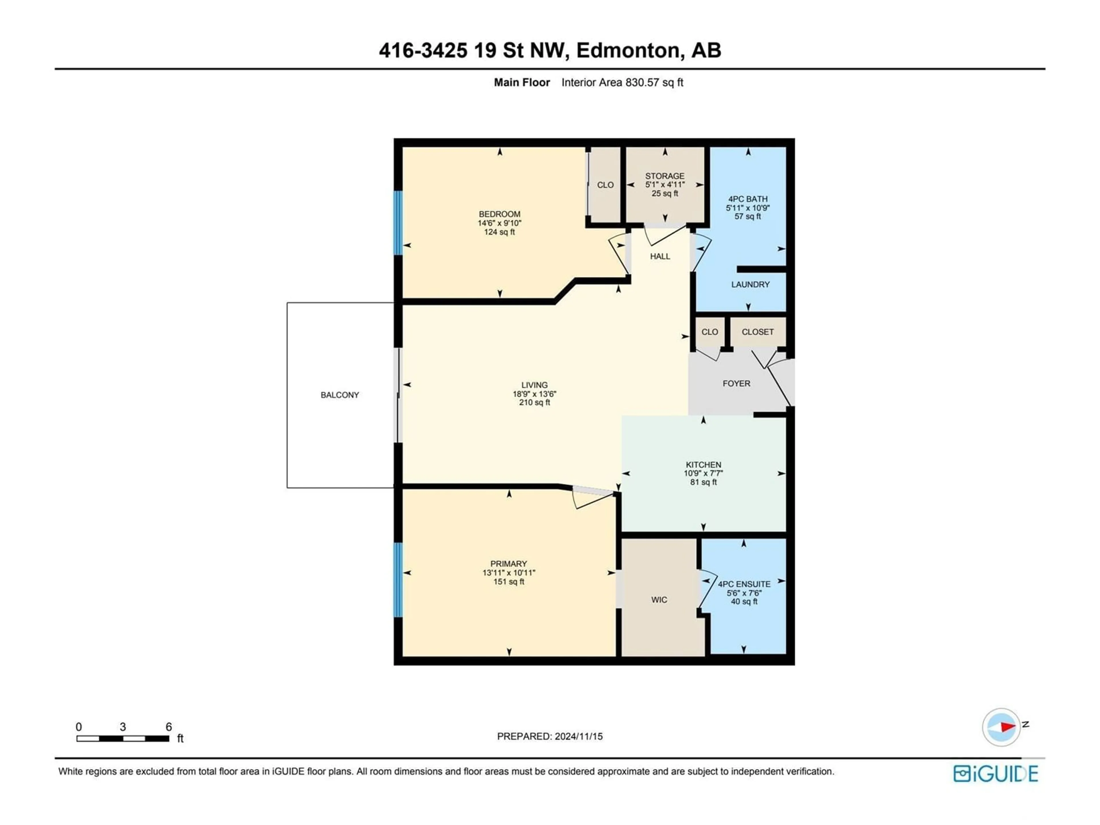 Floor plan for #416 3425 19 ST NW, Edmonton Alberta T6T2B5