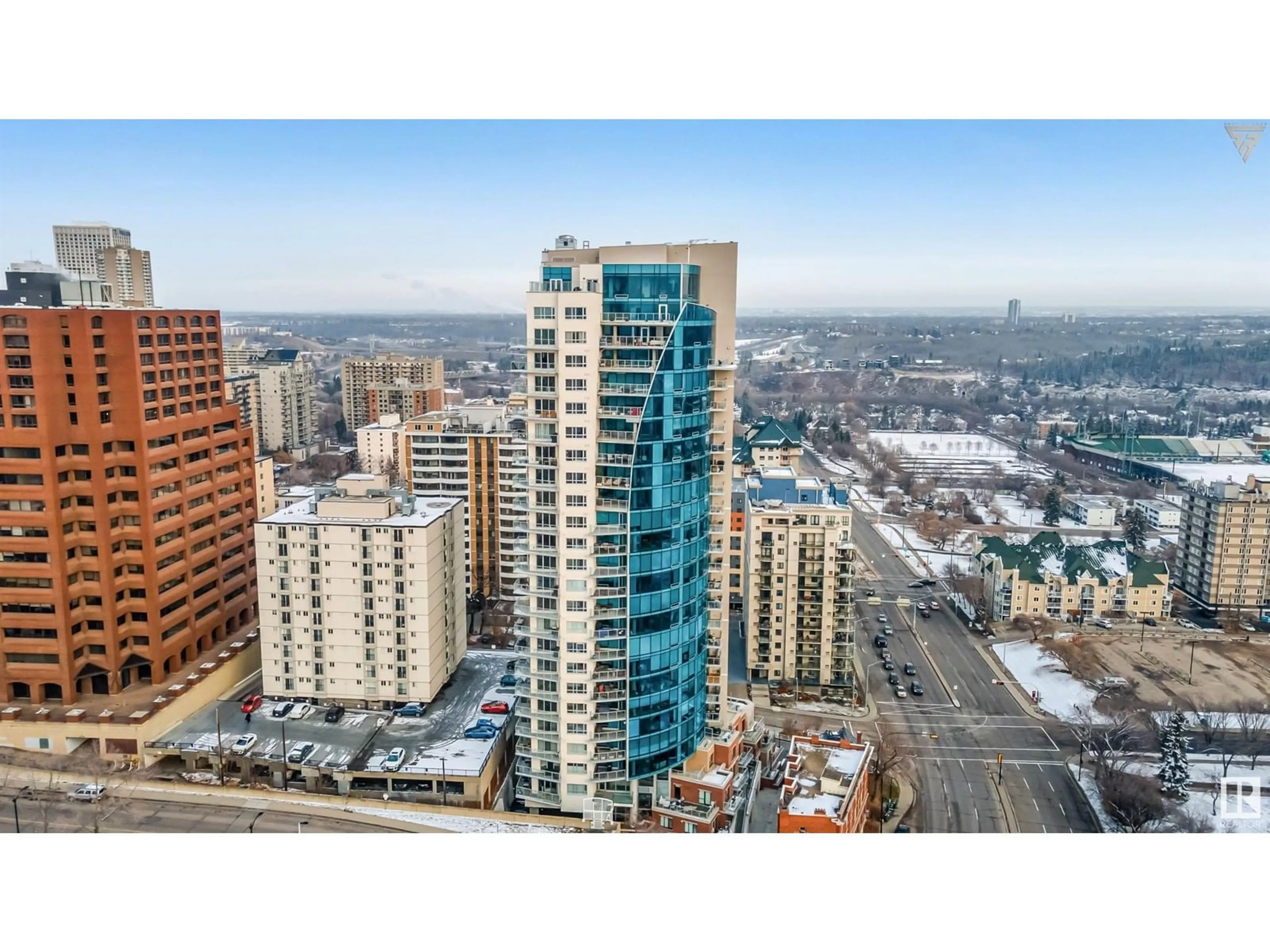 A pic from exterior of the house or condo, the view of city buildings for #2401 9720 106 ST NW, Edmonton Alberta T5K0K8