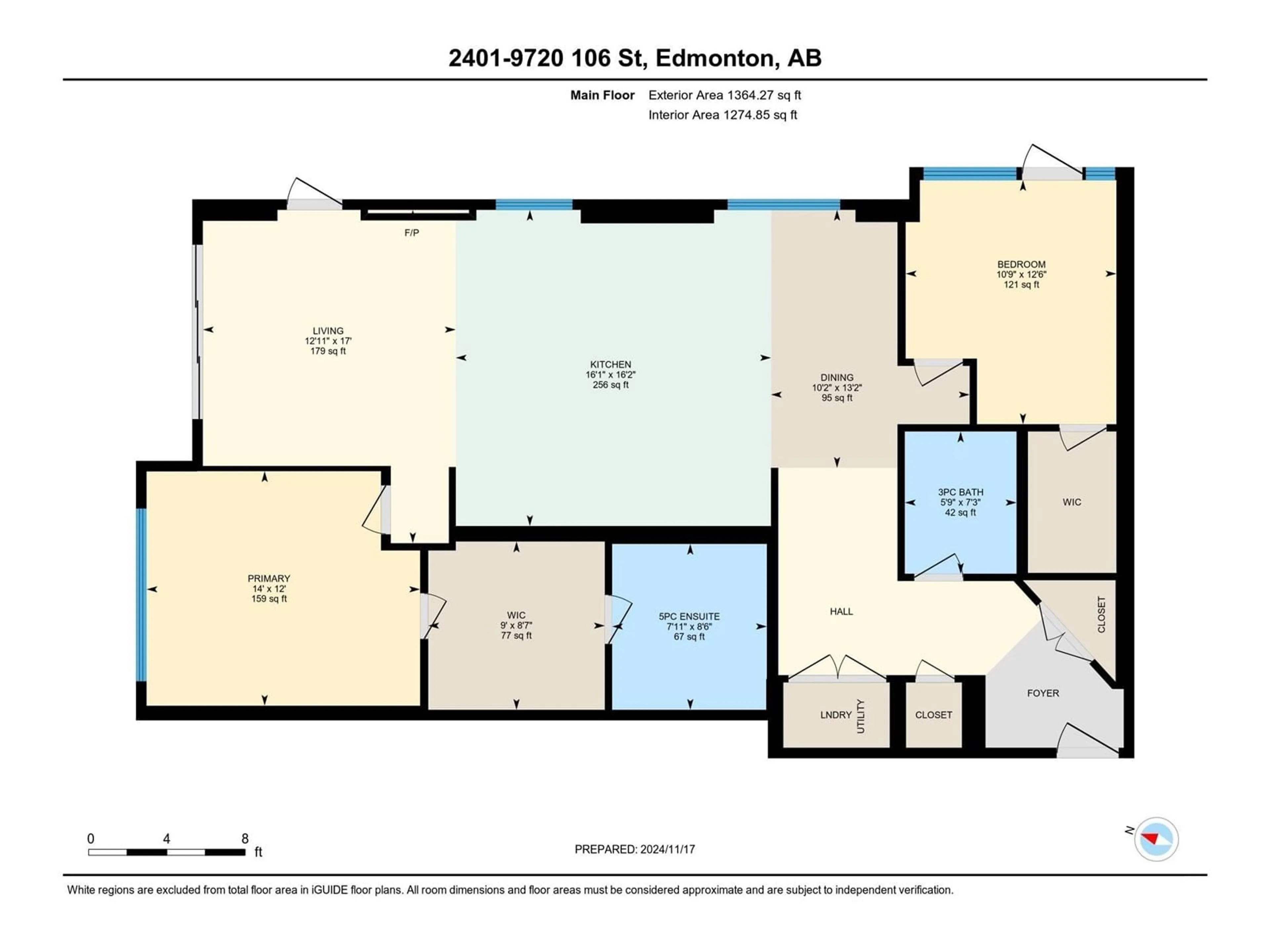 Floor plan for #2401 9720 106 ST NW, Edmonton Alberta T5K0K8