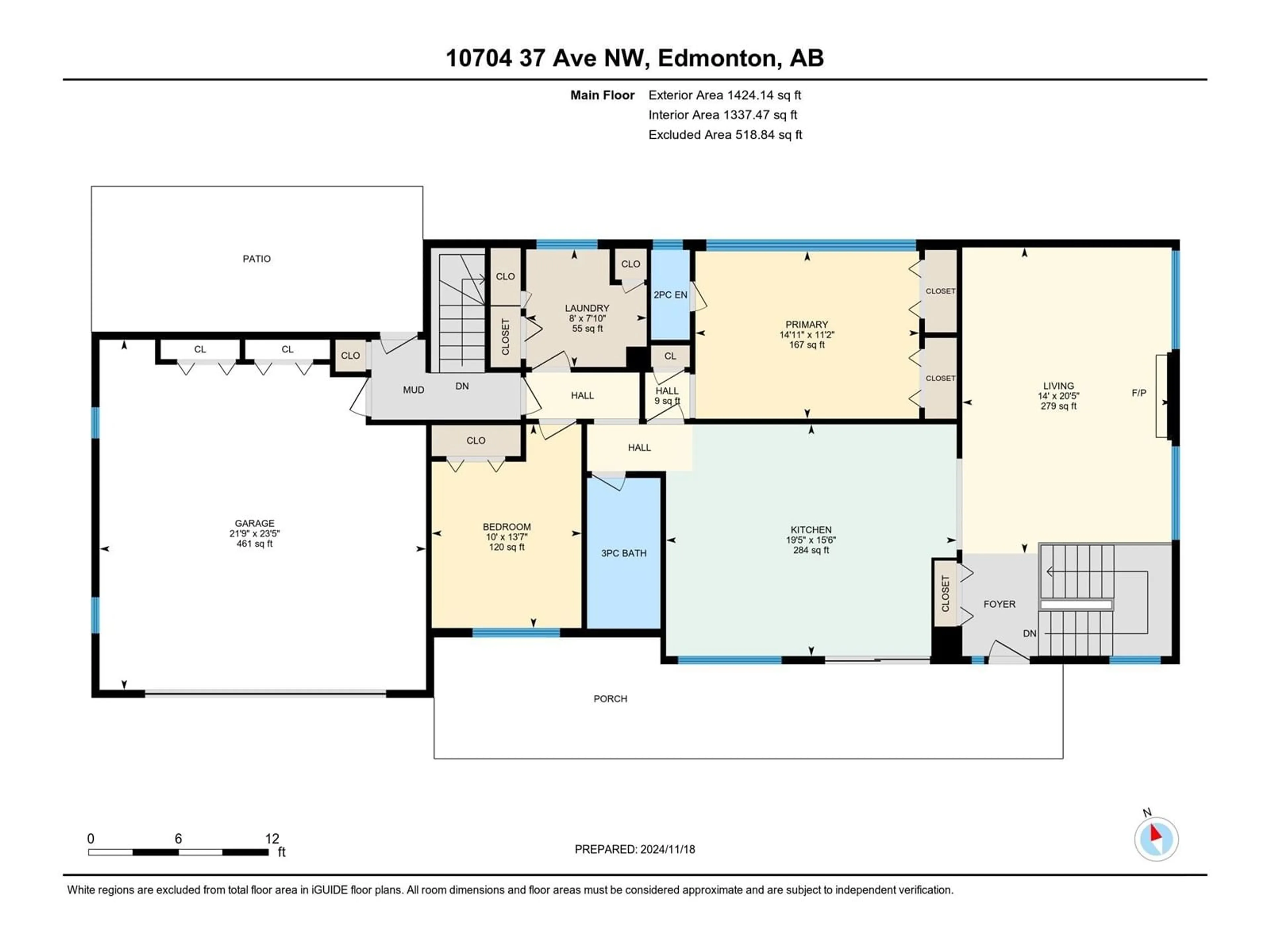 Floor plan for 10704 37 AV NW NW, Edmonton Alberta T6J0G5