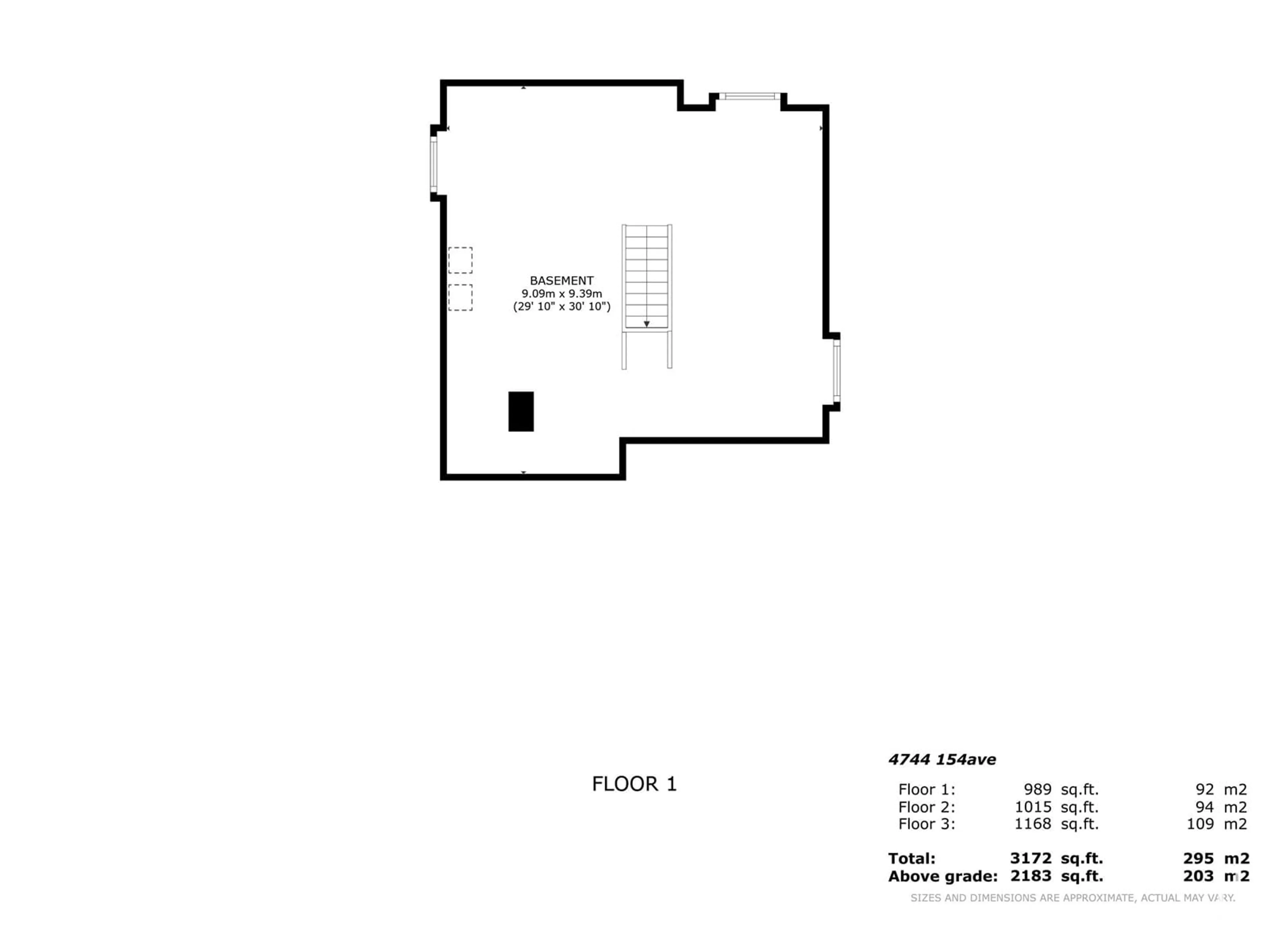 Floor plan for 4744 154 AV NW, Edmonton Alberta T5Y0C2